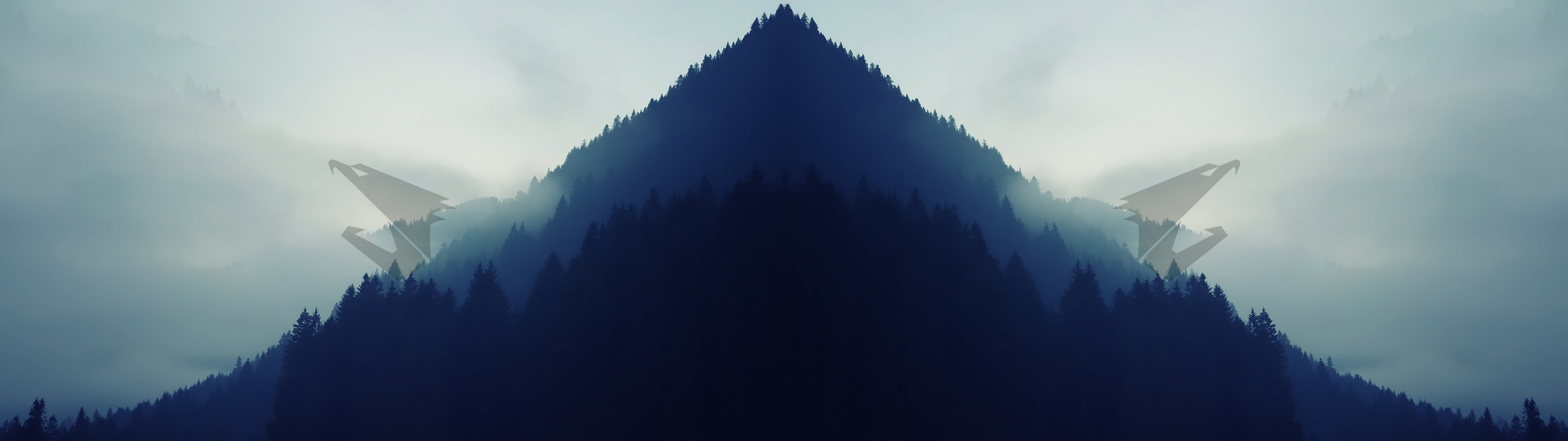 Aorus, Dual Monitors, eagle, forest, landscape, Simple