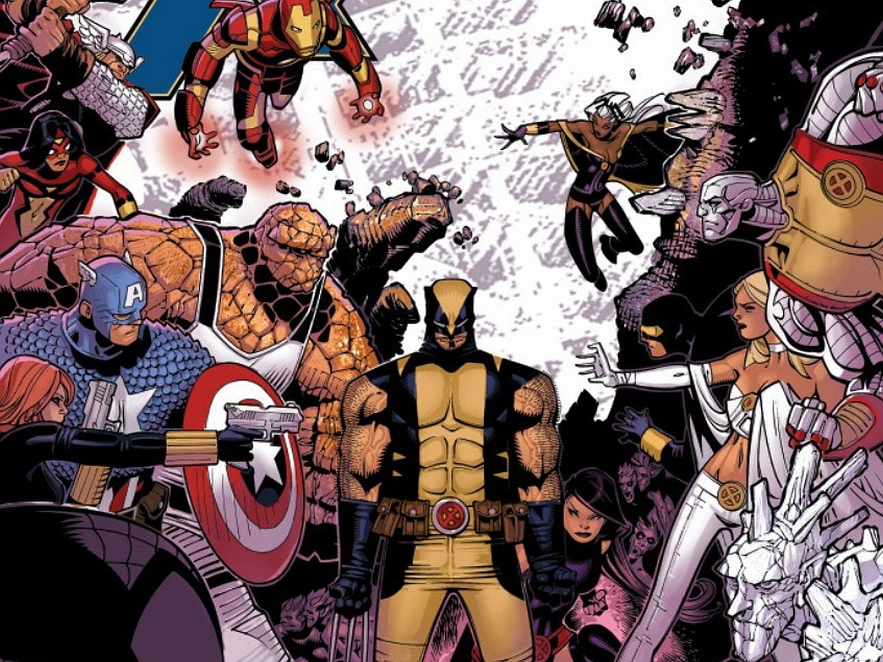 X-Men, avengers vs. x-Men, Ben Grimm, Black Widow, Captain America