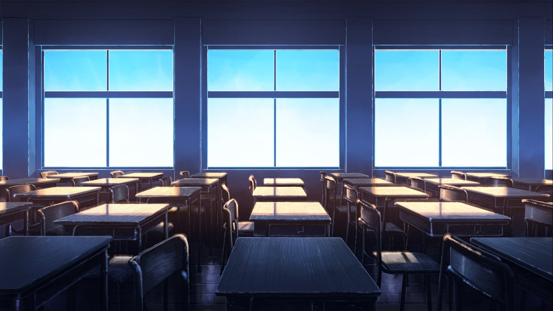 Anime, Original, School, seat, chair, window, indoors, empty