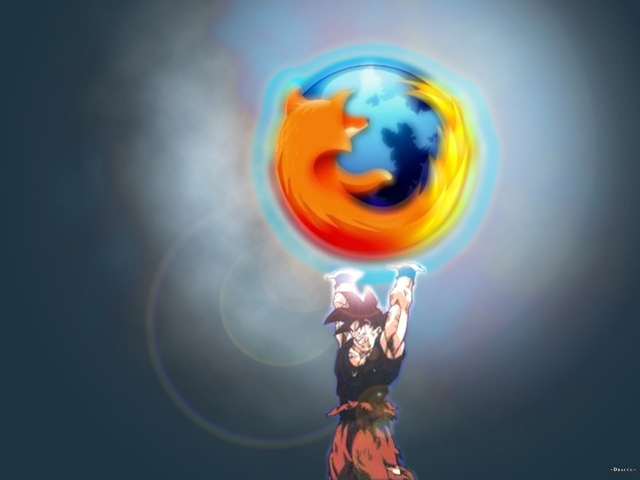 Son Goku Mozilla Firefox energy ball, Dragon Ball Z, multi colored
