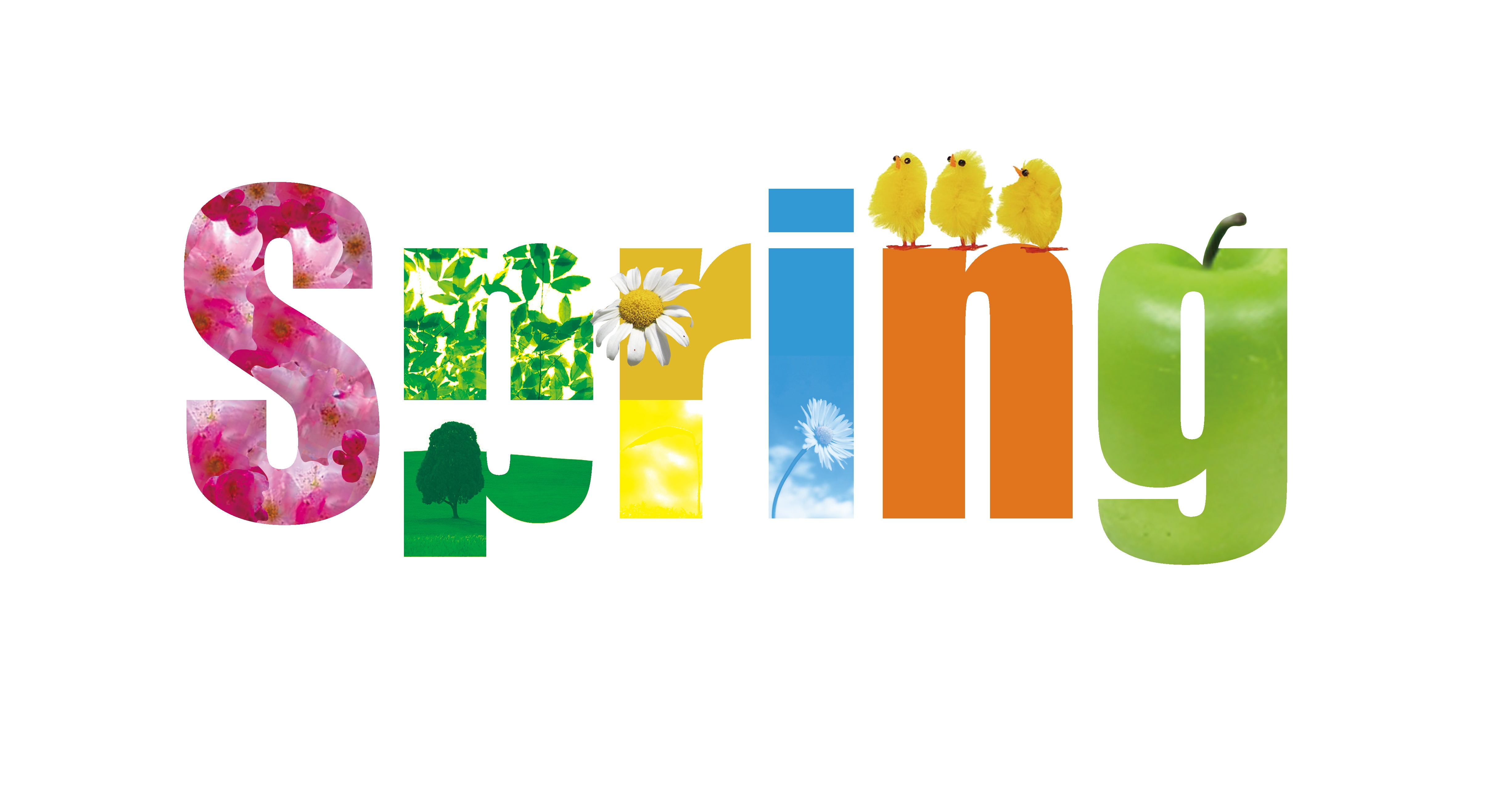 multicolored Spring logo, HD, 4K