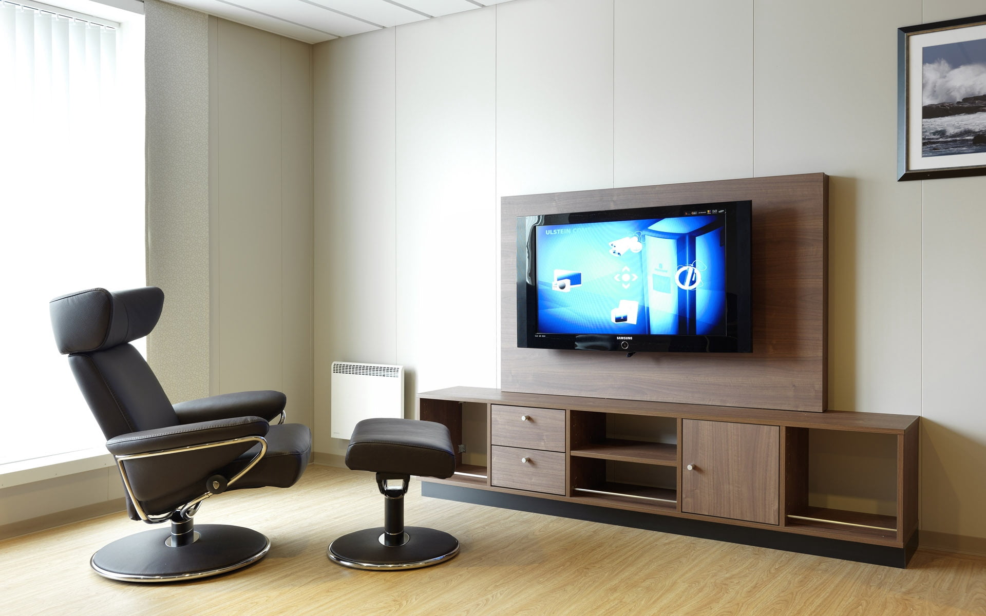 flat screen TV, armchair, furniture, interior, television Set