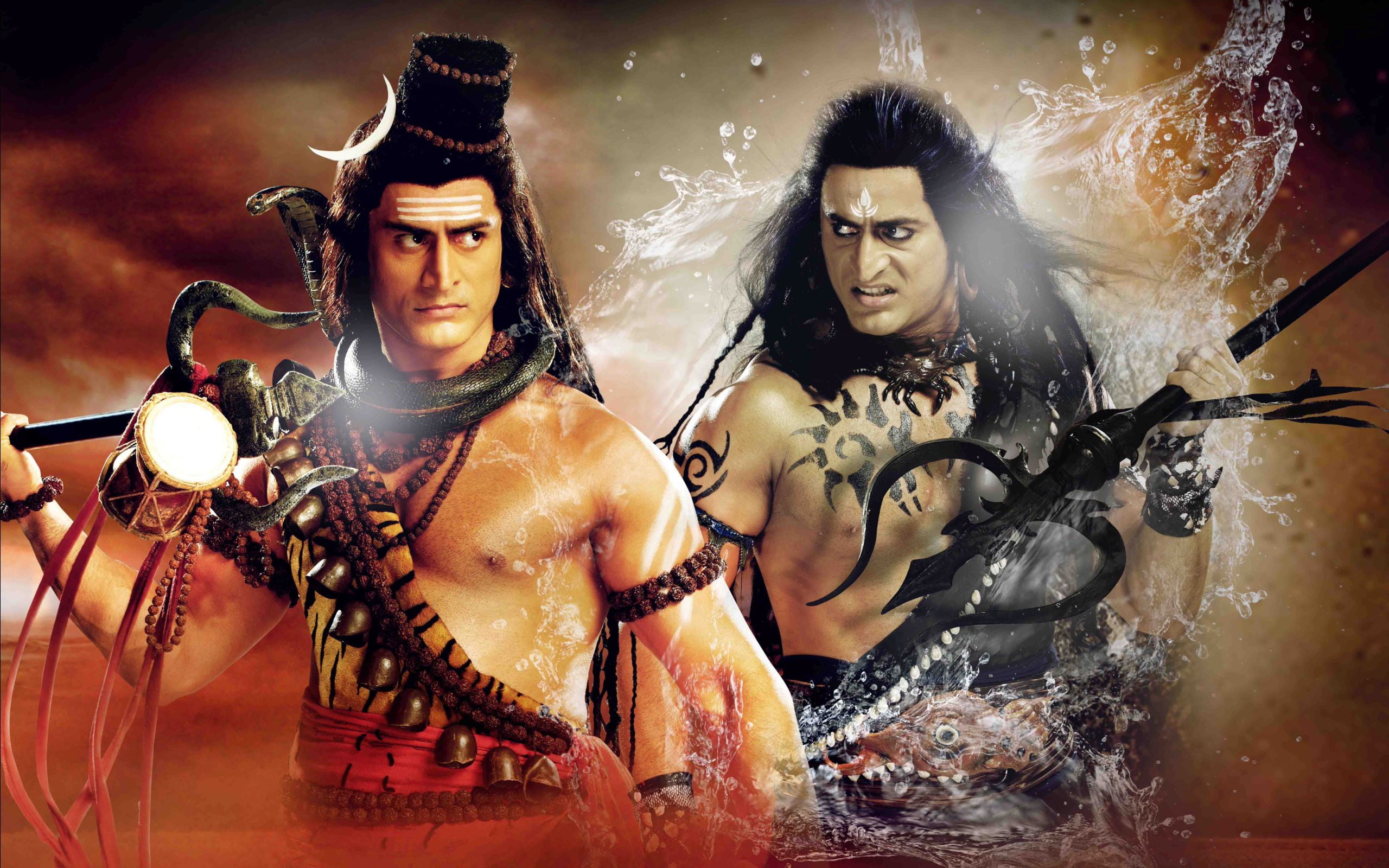 Epic War On Mahadev, two man digital wallpaper, God, Lord Shiva