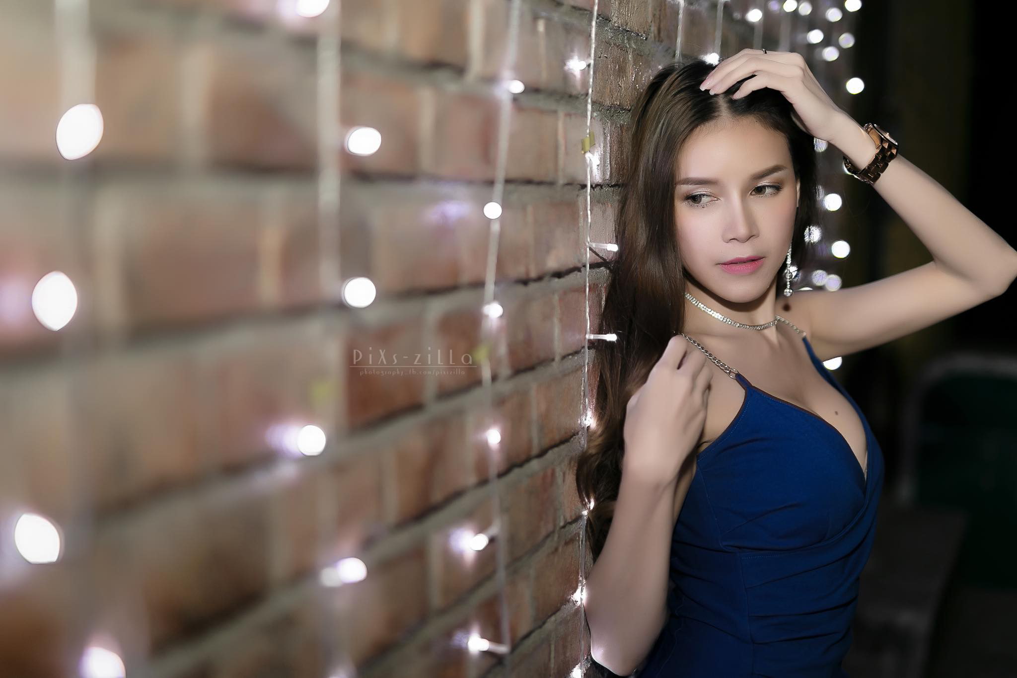 Lanchakorn Yeunyaw, Thailand model, Asian, brunette, blue dress