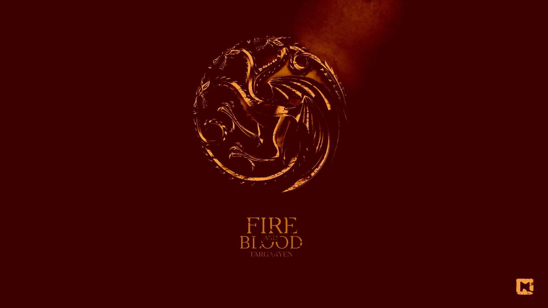 Fire Blood logo, Game of Thrones, House Targaryen, dragon, sigils