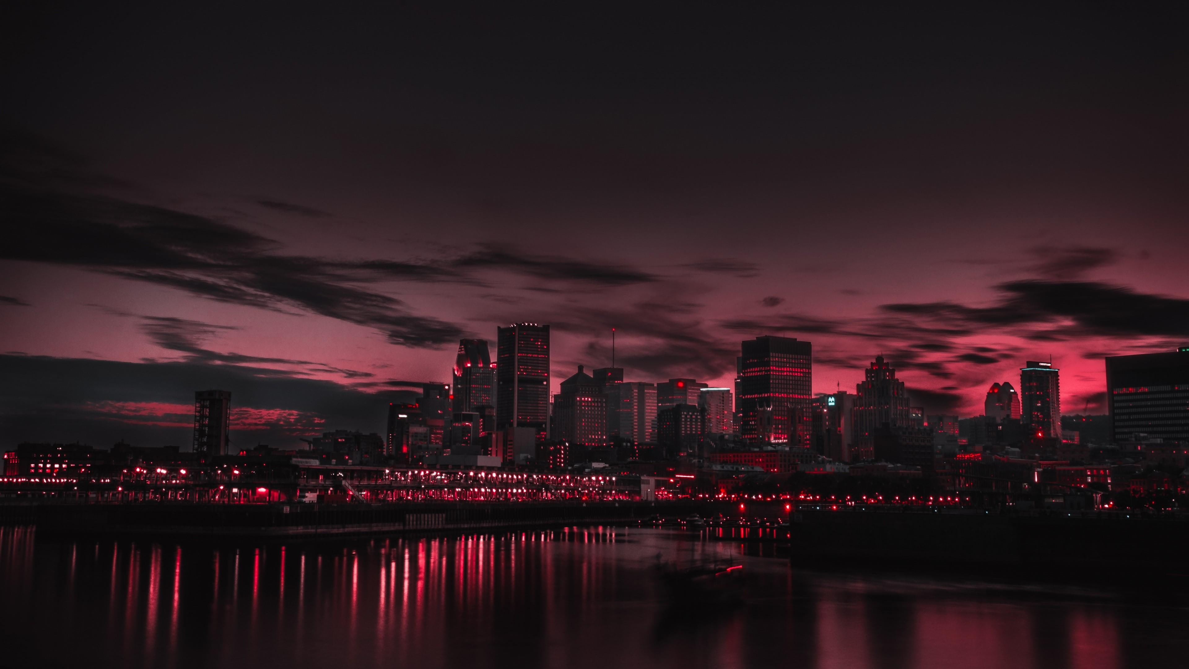 dusk, north america, montreal, canada, quebec, pink sky, skyscraper