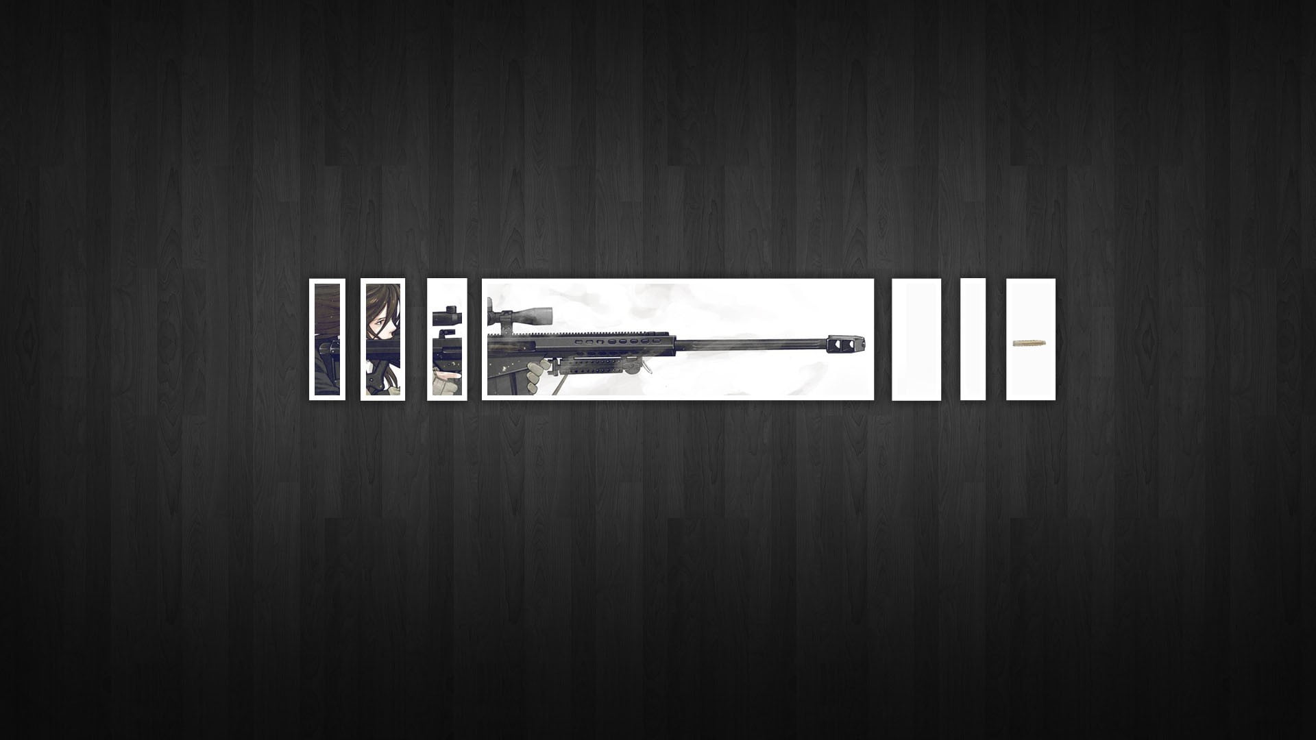 black sniper rifle wallpaper, collage, snipers, anime girls, wall - building feature