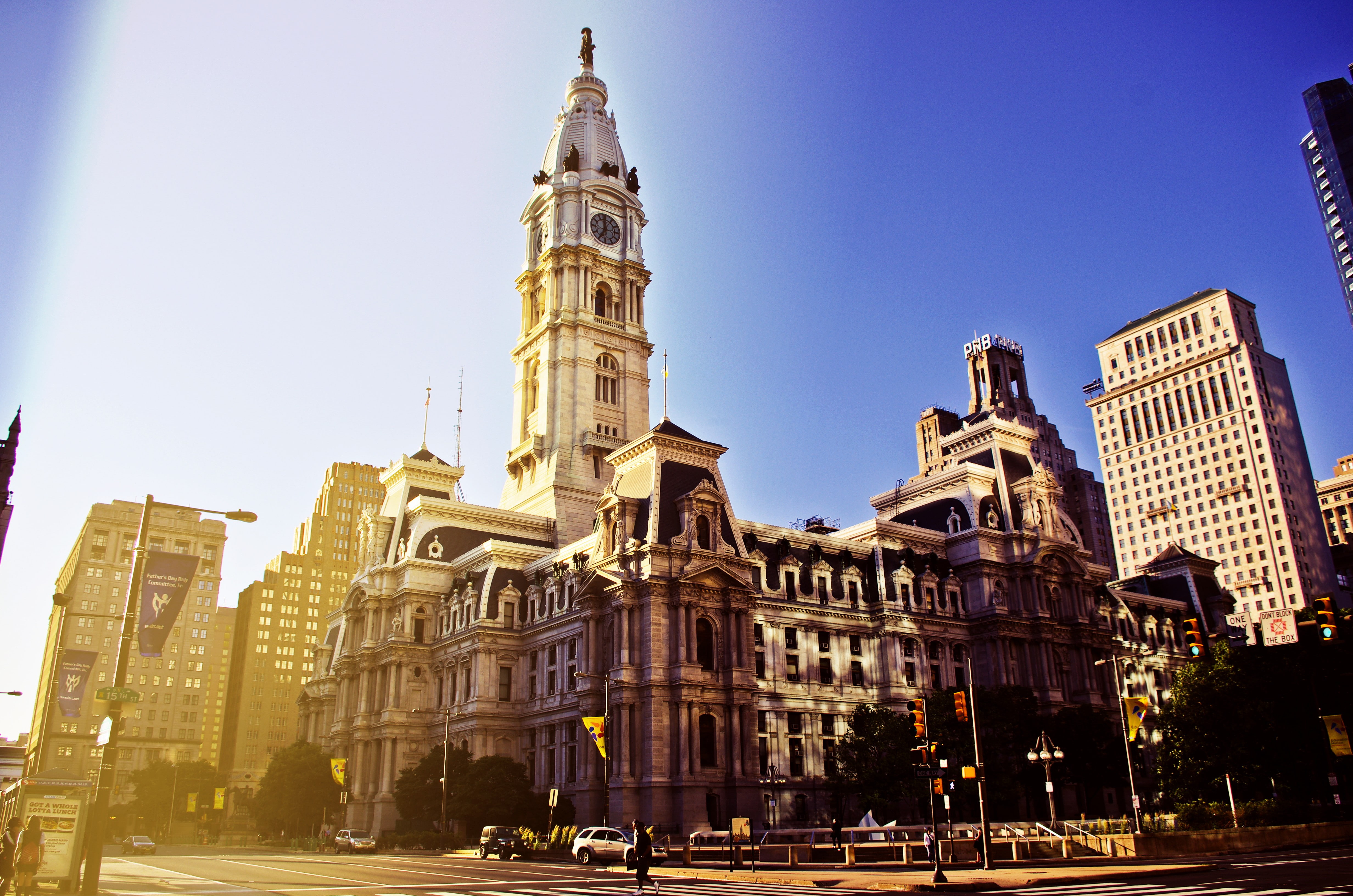 Philadelphia, HDR, cityscape, building, road, statue, street