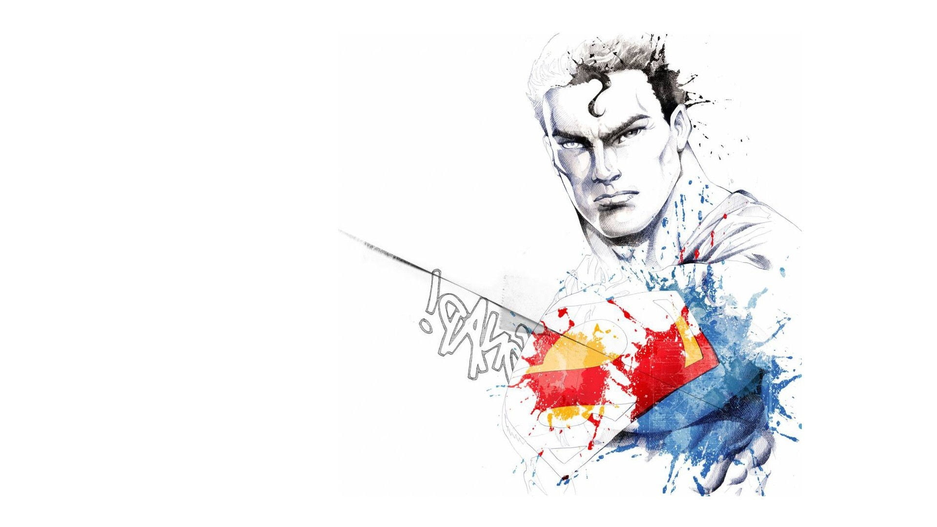 Superman sketch, one person, studio shot, white background, young adult
