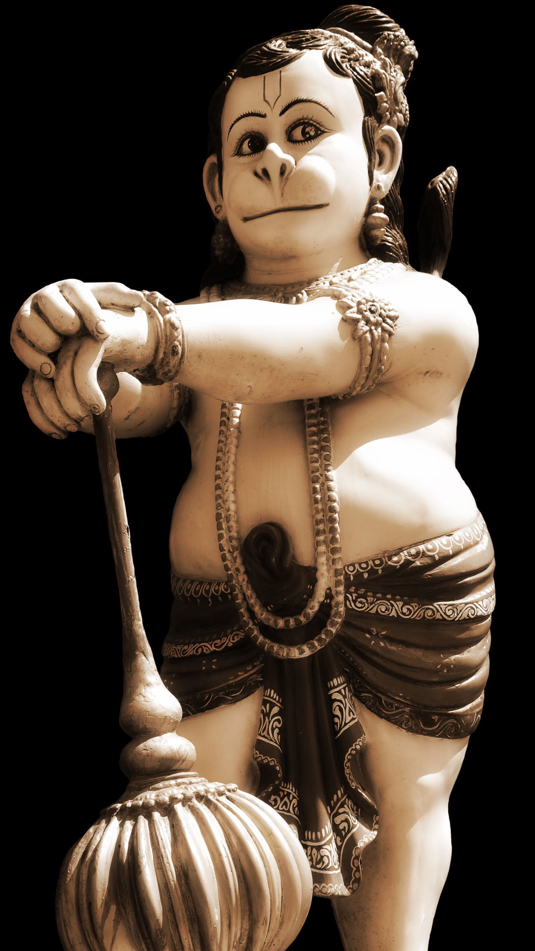 Bal Hanuman Statue, Hindu deity god, Lord Hanuman, black background
