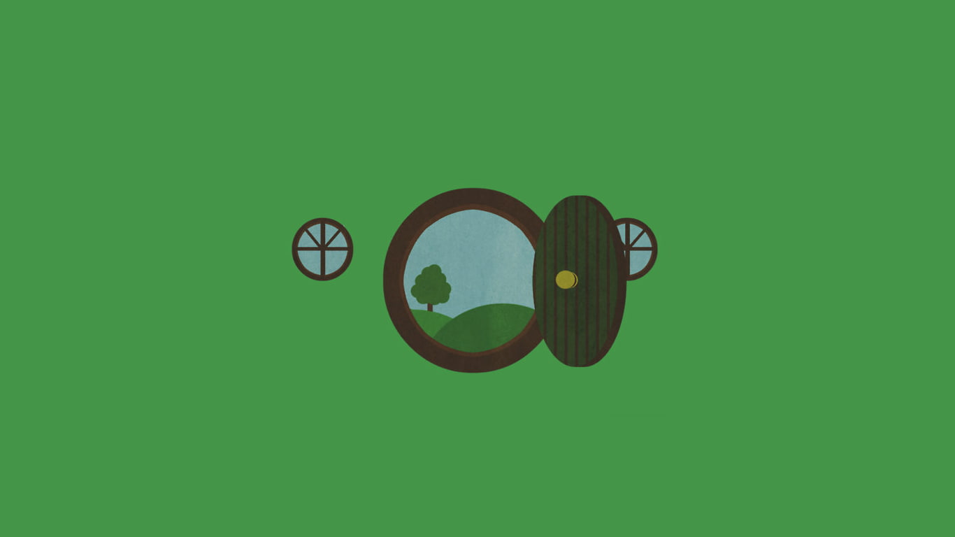 Bag End, minimalism, The Hobbit, The Lord Of The Rings, green color
