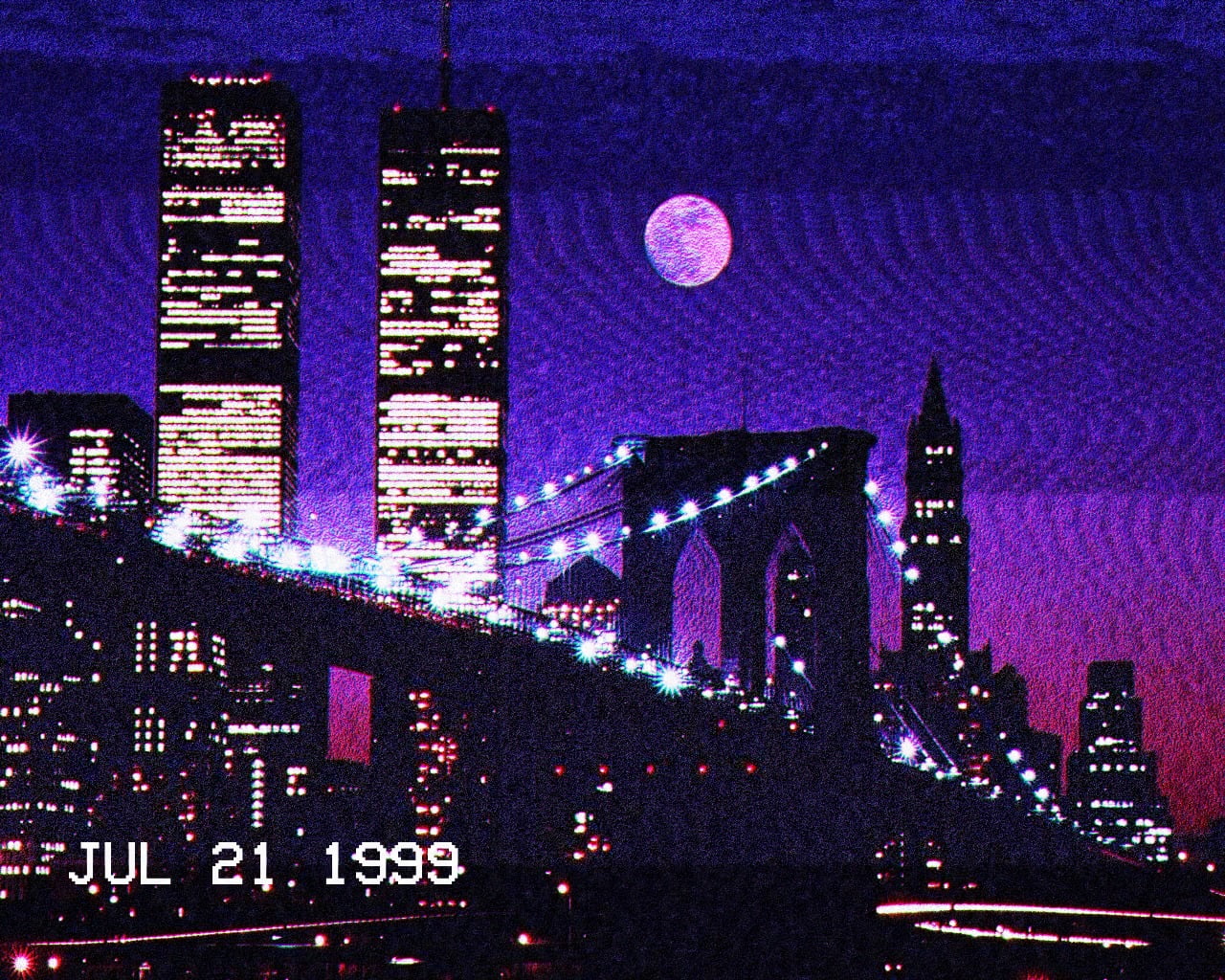Twin Towers, World Trade Center, New York City, vaporwave, built structure