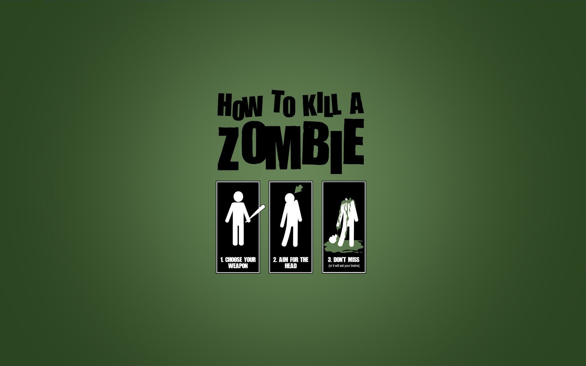 Zombie, Bit, How to kill zombie, text, green color, colored background
