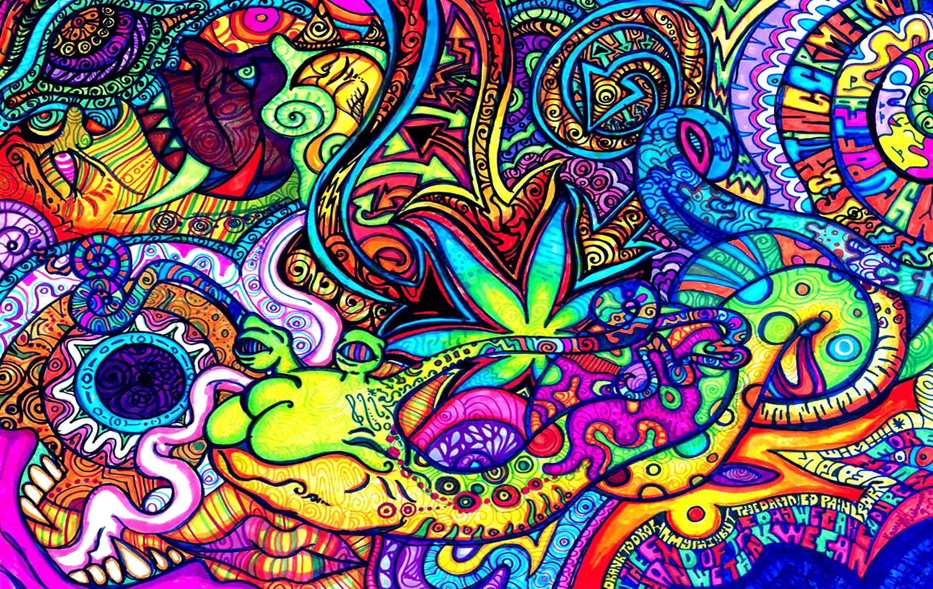 bastract painting, psychedelic, colorful, multi colored, full frame
