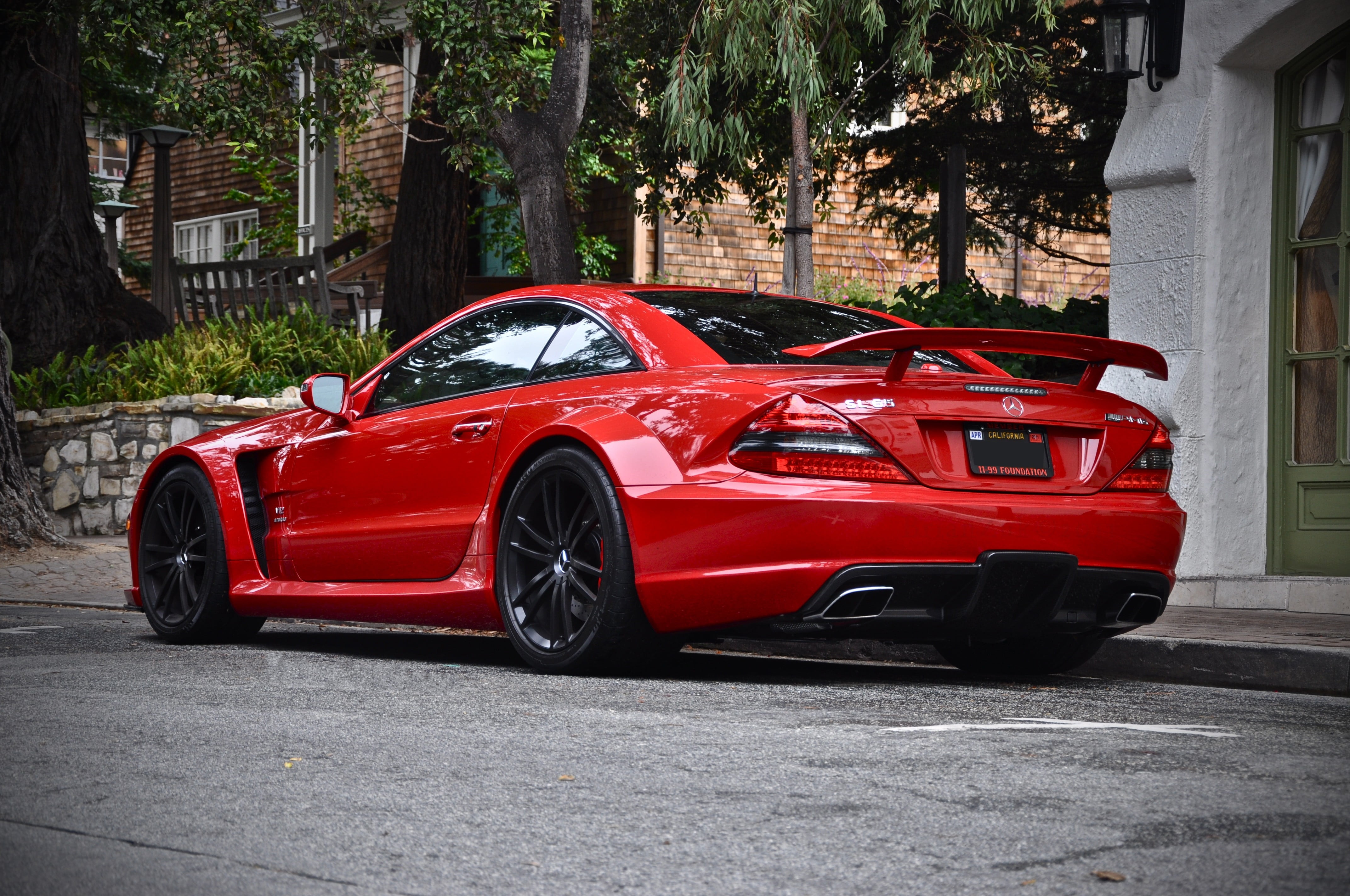 red coupe, Mercedes, AMG, Black Series, SL65, car, speed, sports Car