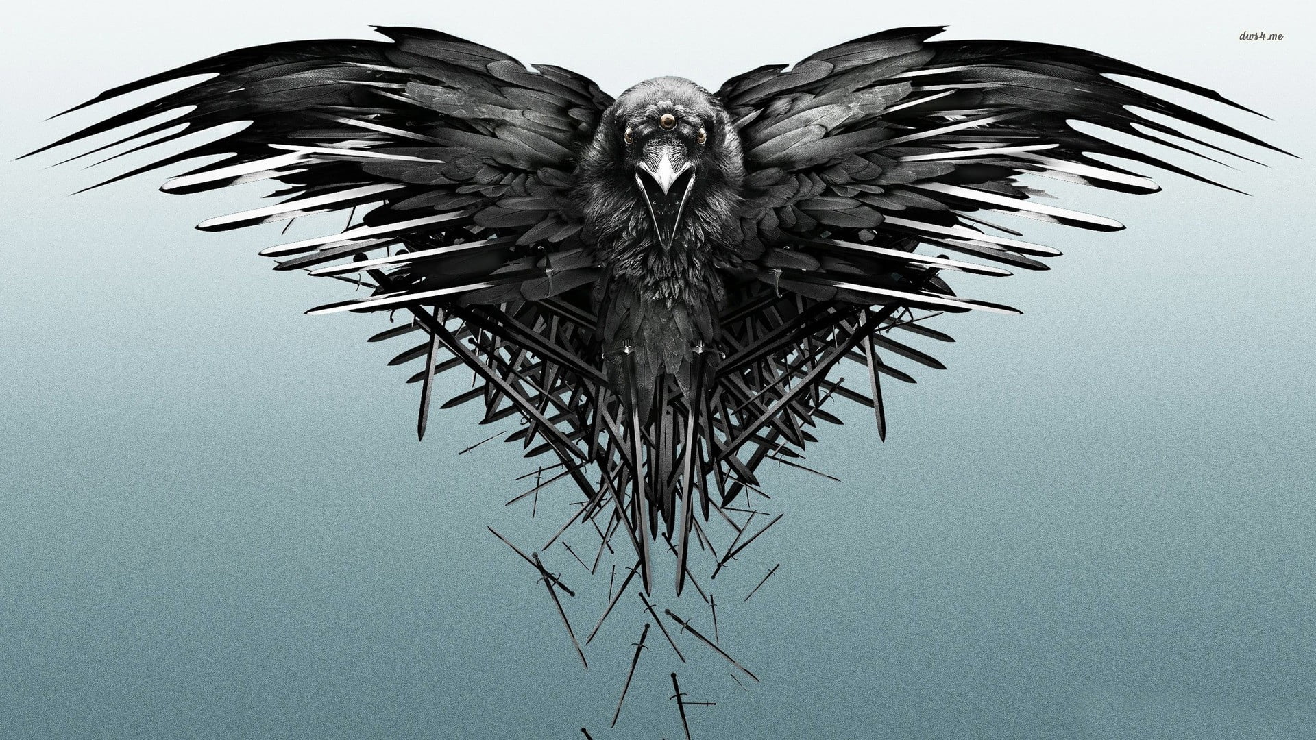 gray eagle digital wallpaper, Game of Thrones, crow, sword, sky