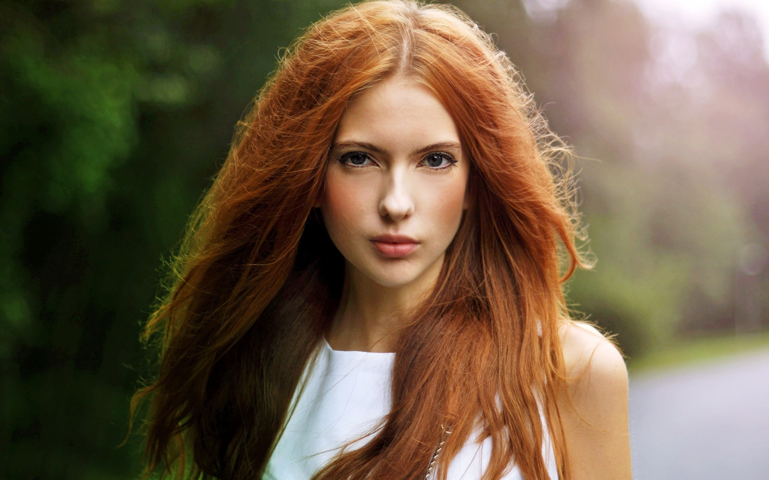 Free Download Hd Wallpaper Women Redhead Ebba Zingmark Looking At Viewer Long Hair