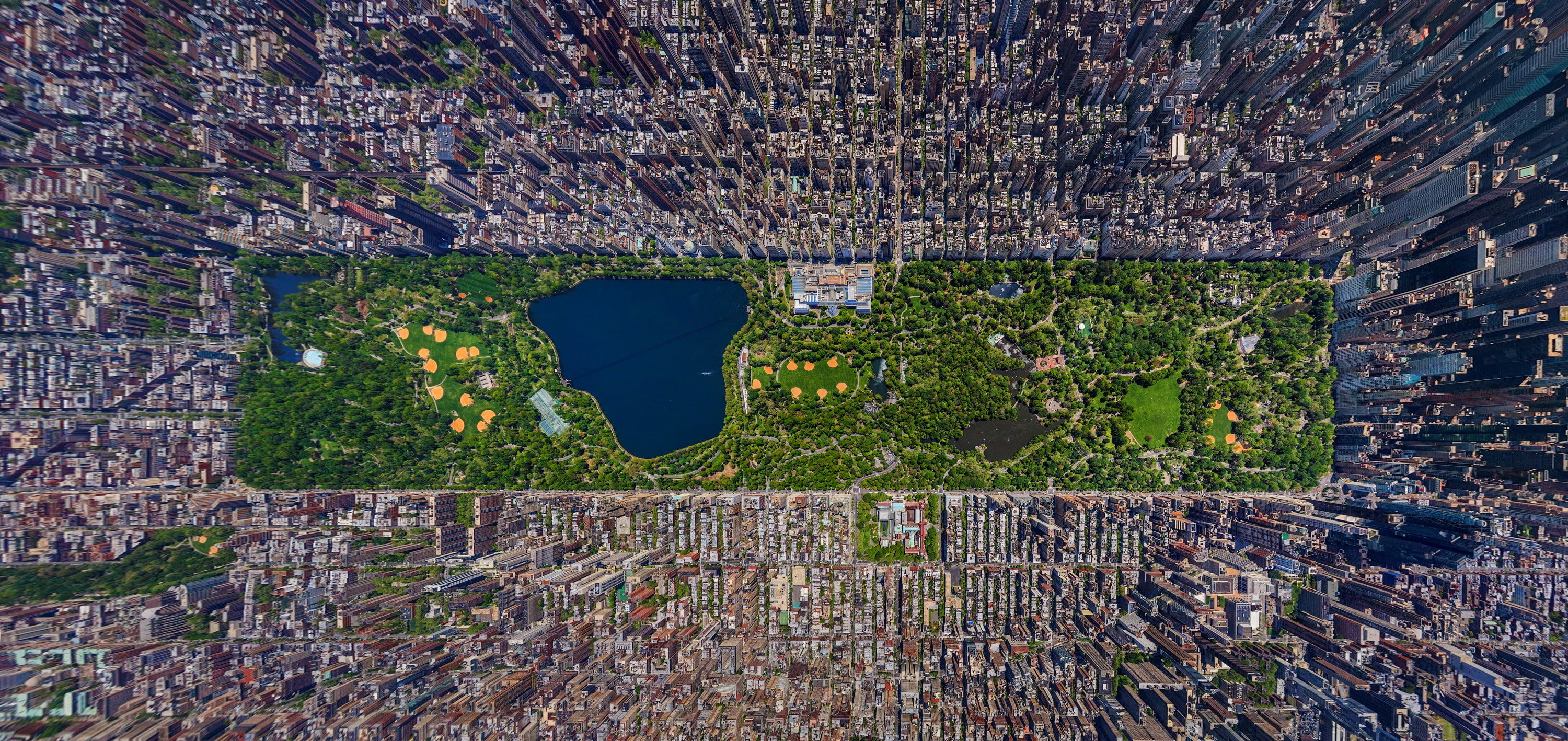 Google map application, aerial view, New York City, cityscape