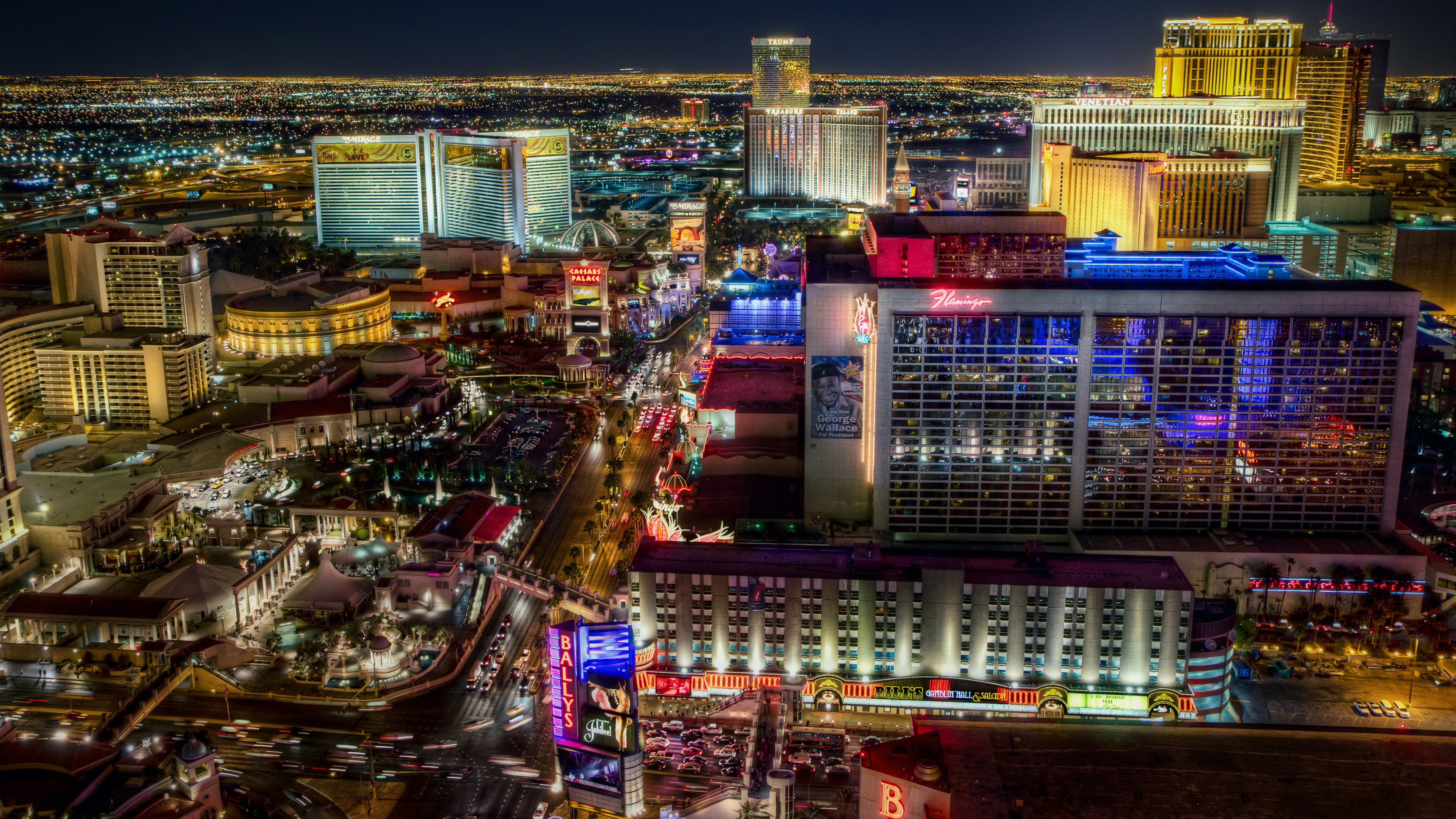 Las Vegas, Nevada, North America, Luxury Hotels And Casino, Flamingo, Mirage, Caesar Bellagio Paris Wallpaper Hd 3840×2160
