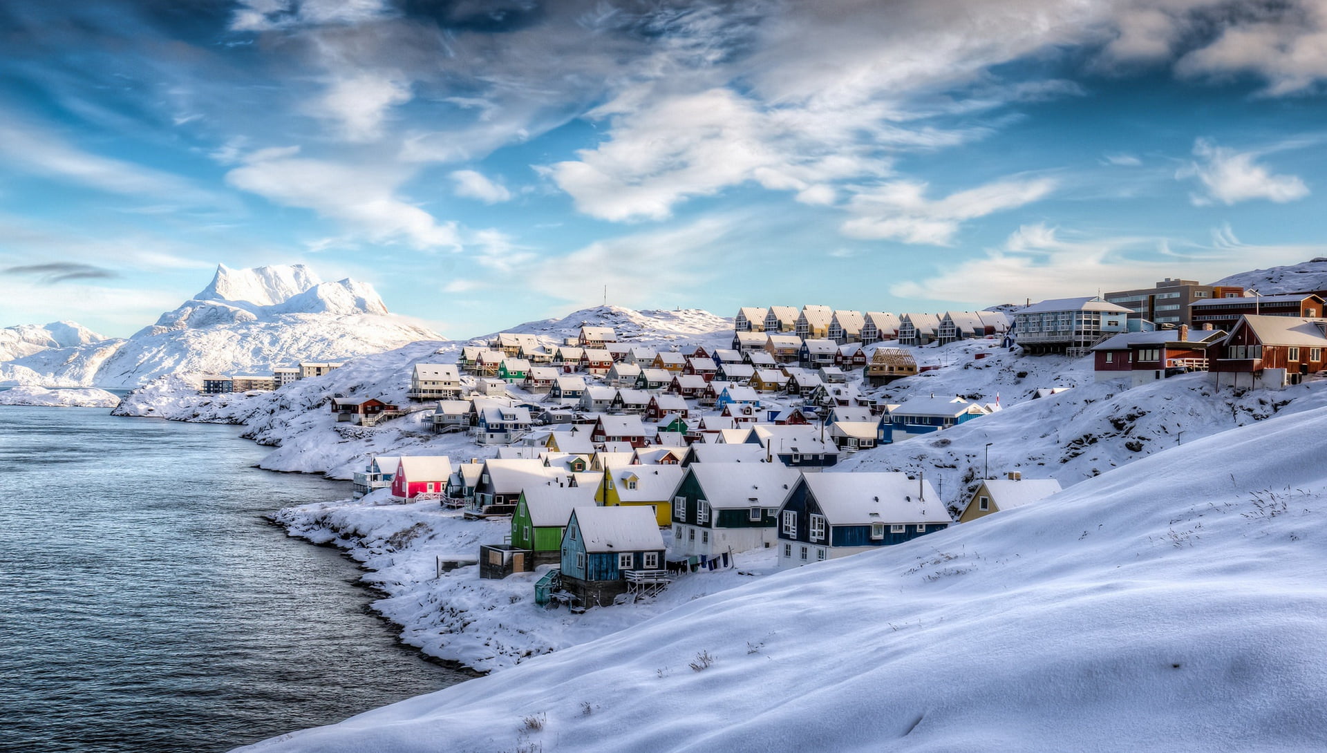 Greenland, Nuuk, Vestgronland, architecture, snow, building exterior