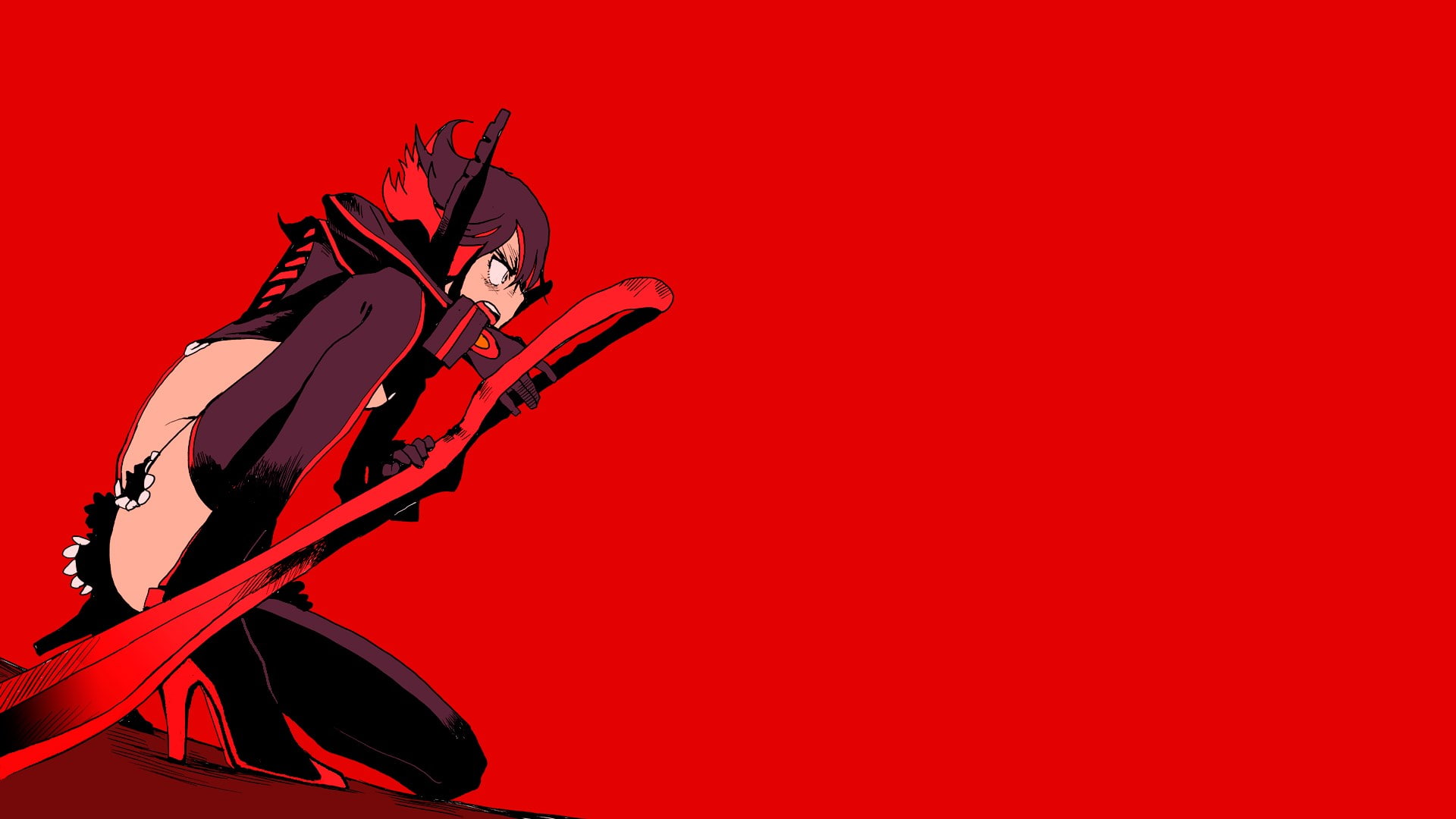 kill la kill, red, one person, copy space, colored background