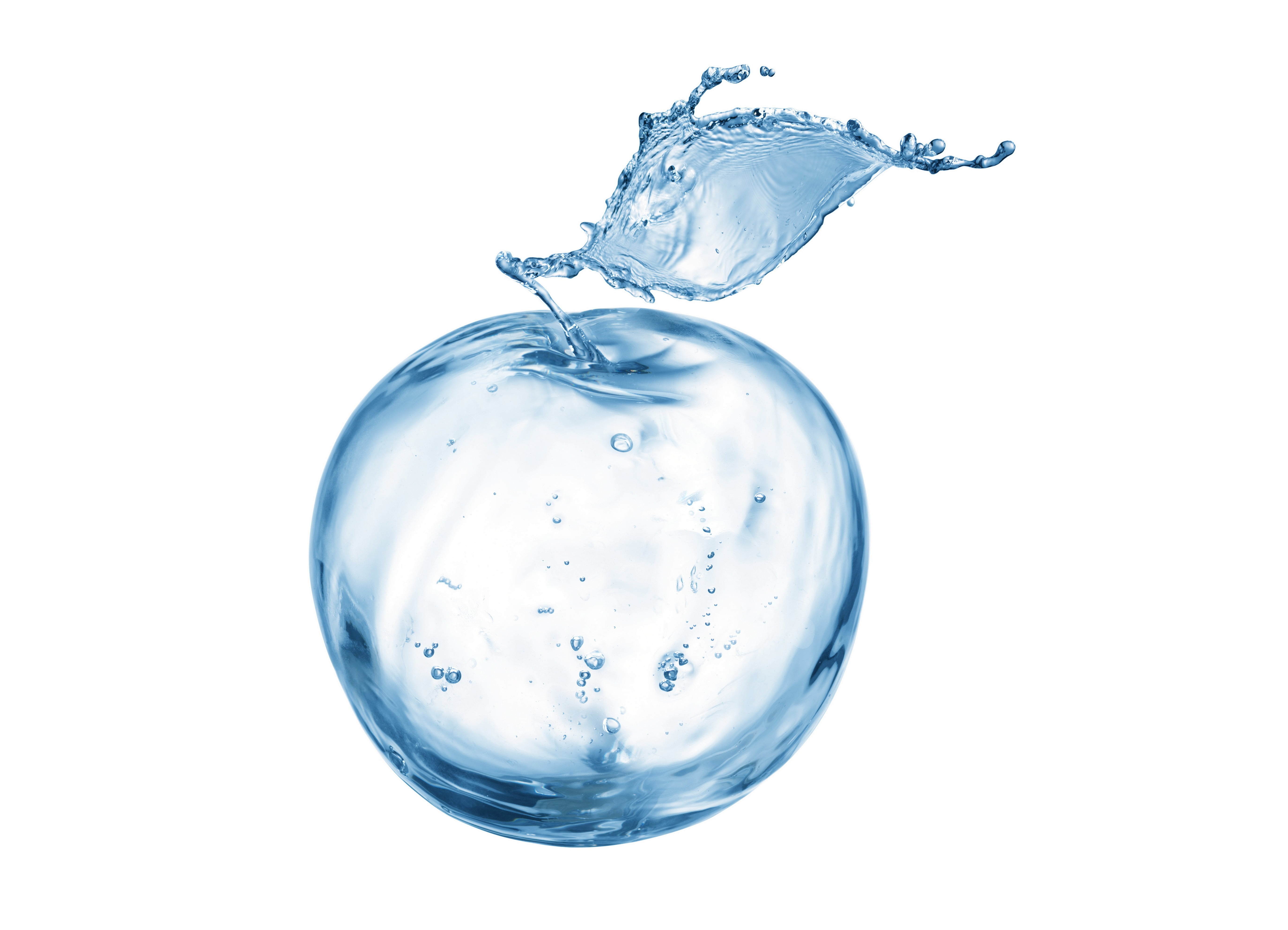 clear water apple illustration, squirt, splashing water, Apple out of the water