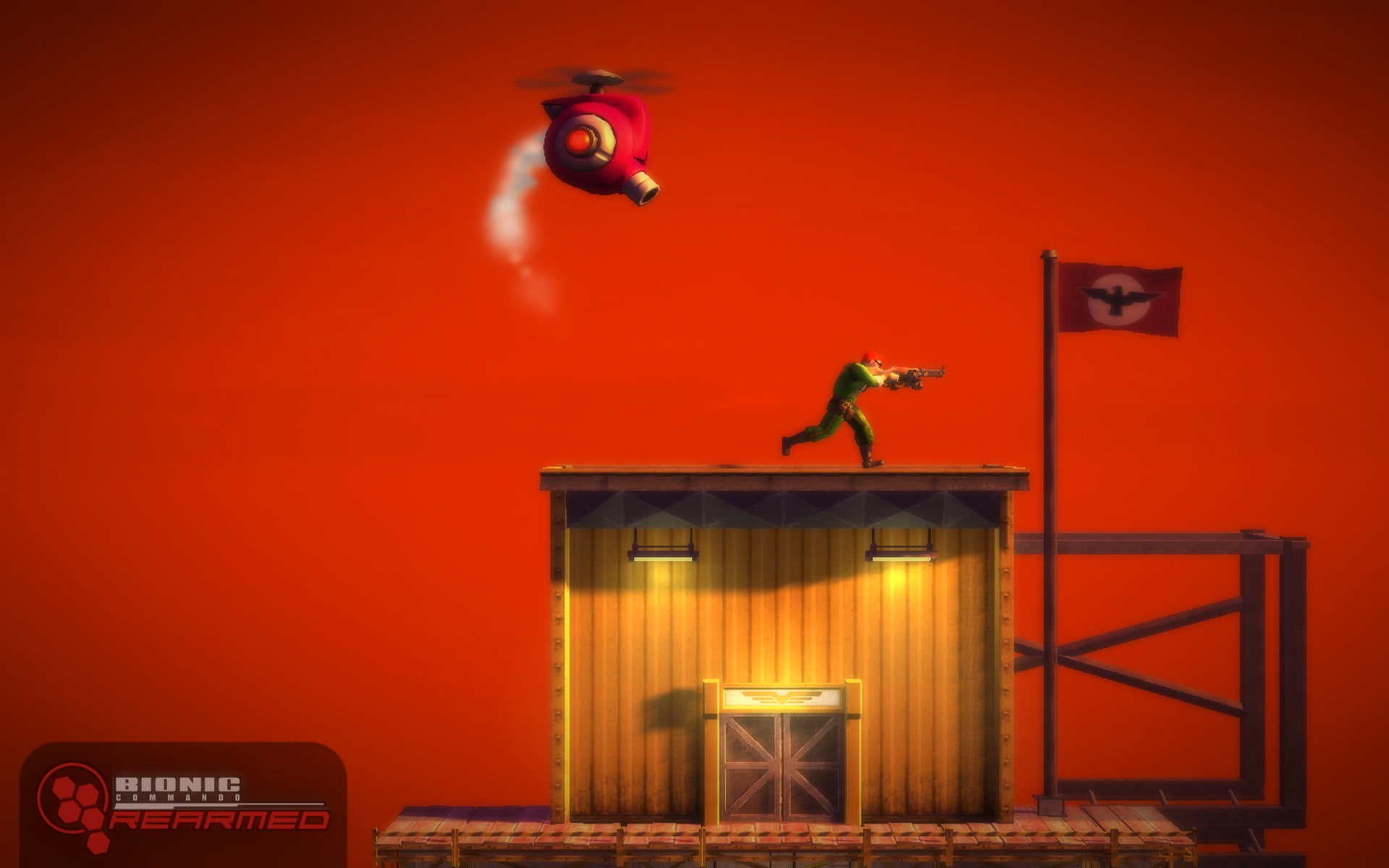 Bionic Commando Rearmed, red, wall - building feature, representation
