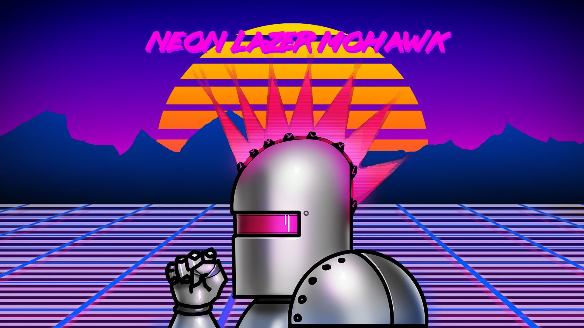 1980s, Colorful, digital art, Grid, Neon Lazer Mohawk, retro Games