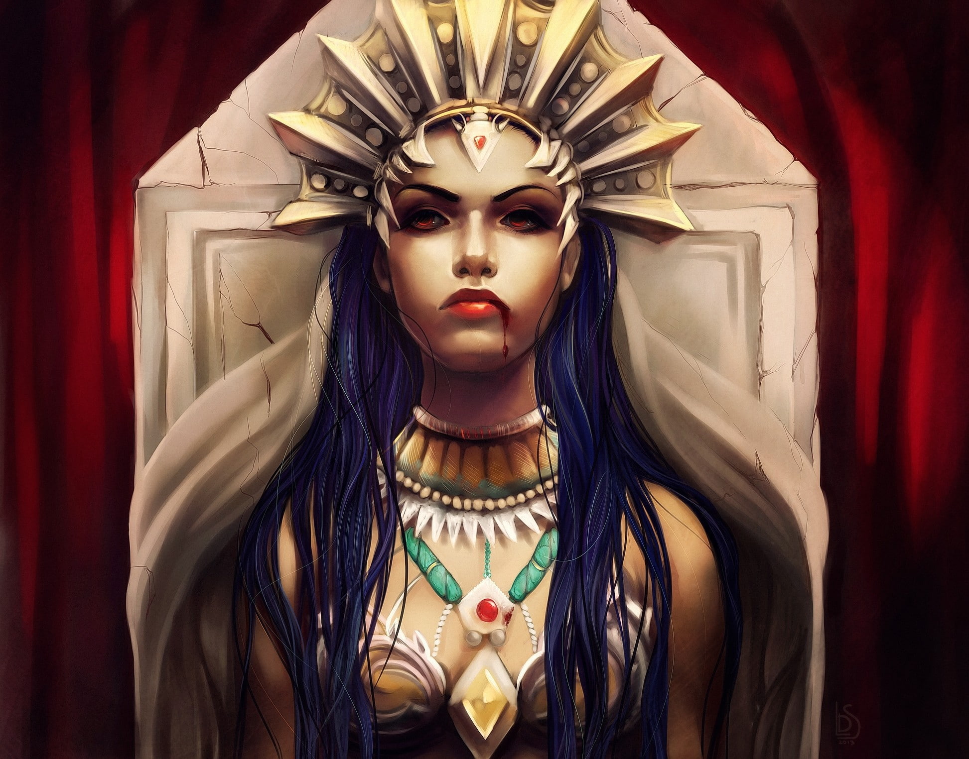 throne, fantasy art, women, Akasha, fantasy girl