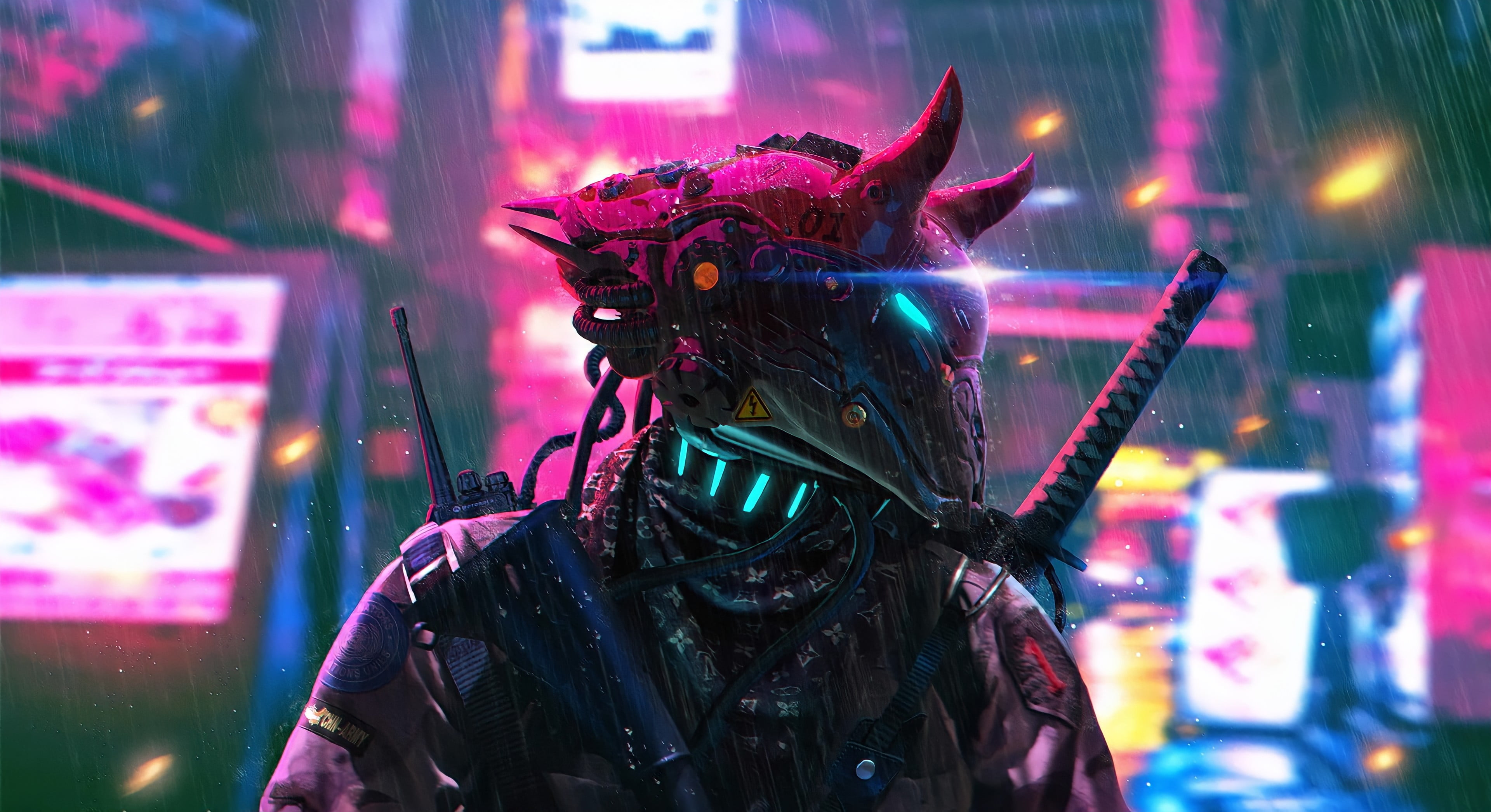 HD Wallpaper: Cyberpunk, Samurai, Katana, Sword, Mask | Wallpaper Flare