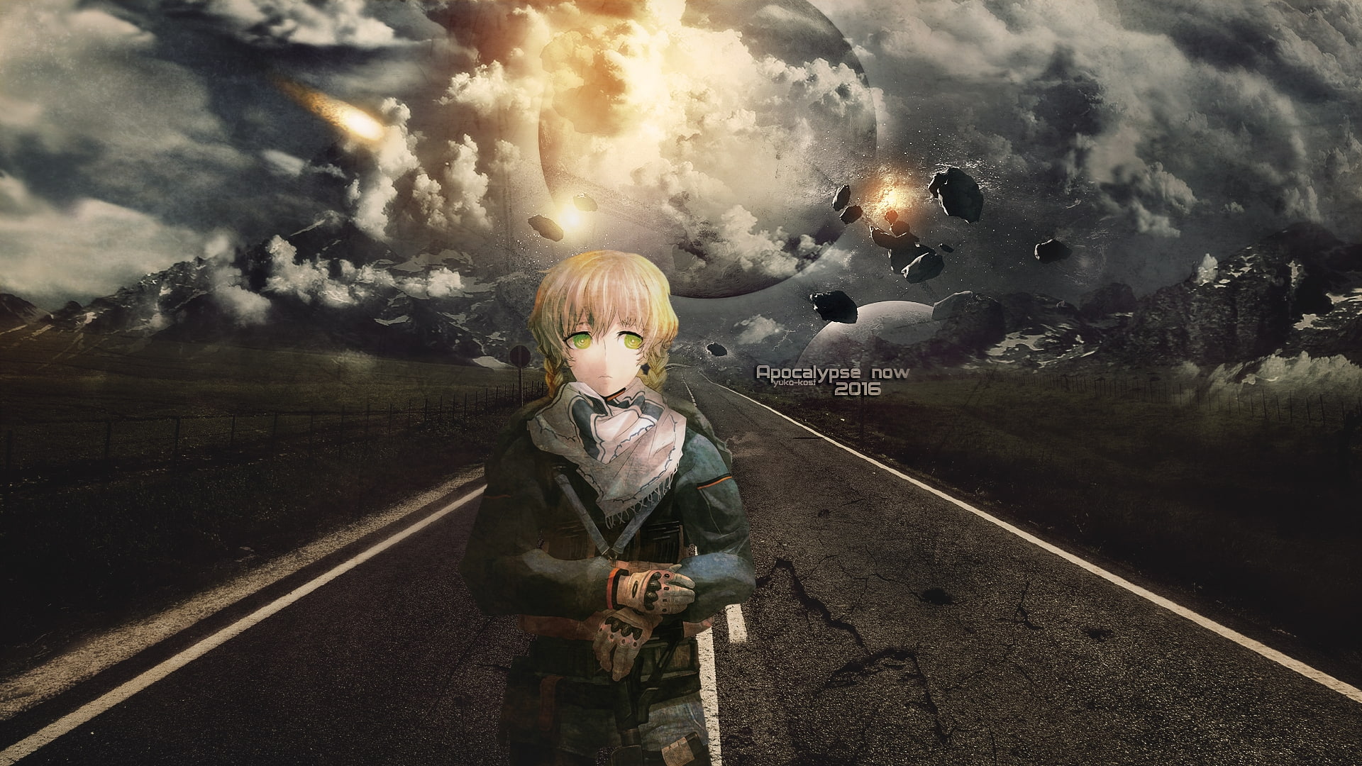 amane suzuha, steins gate, apocalypse, Anime, sky, cloud - sky