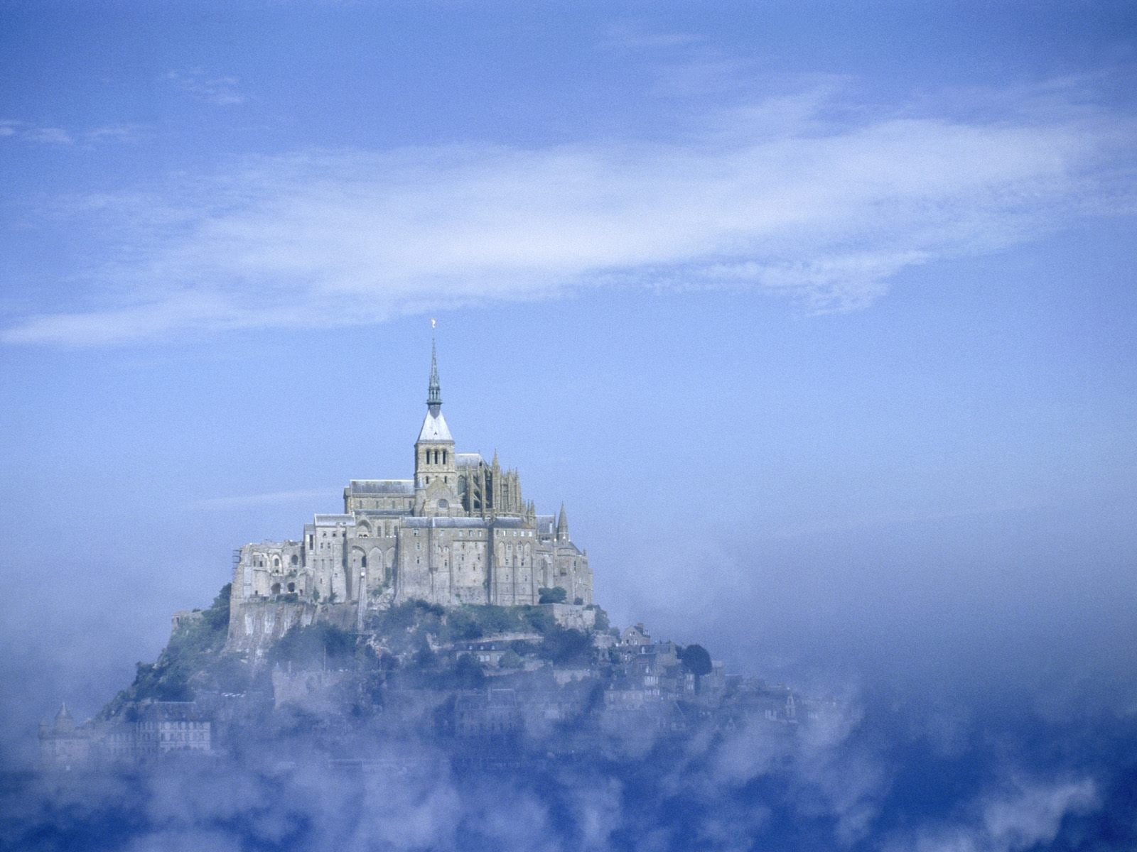 Mont Saint-Michel, castle, Abbey, island, mist