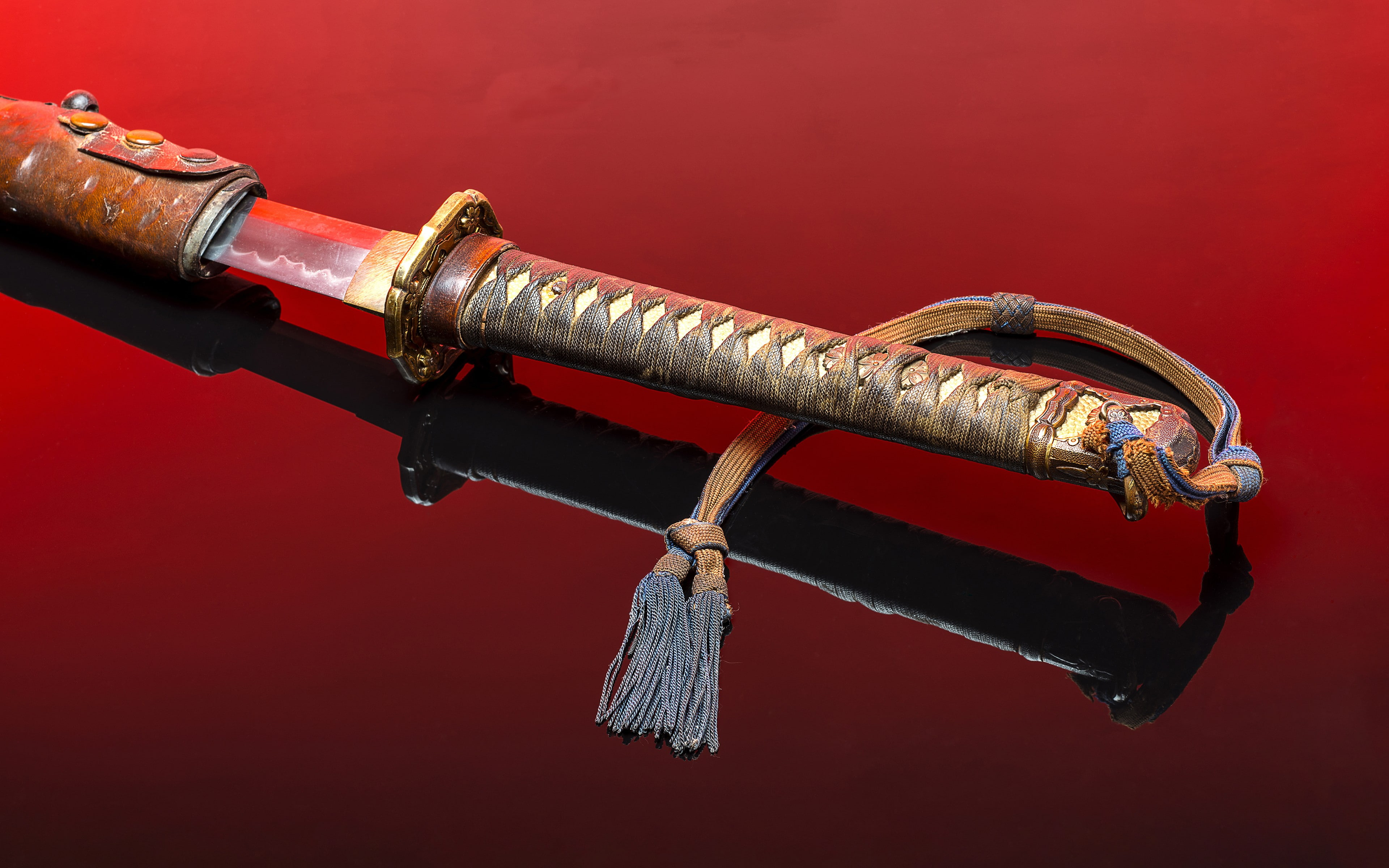 sword, katana, weapon, Japanese, metal, red, no people, gun