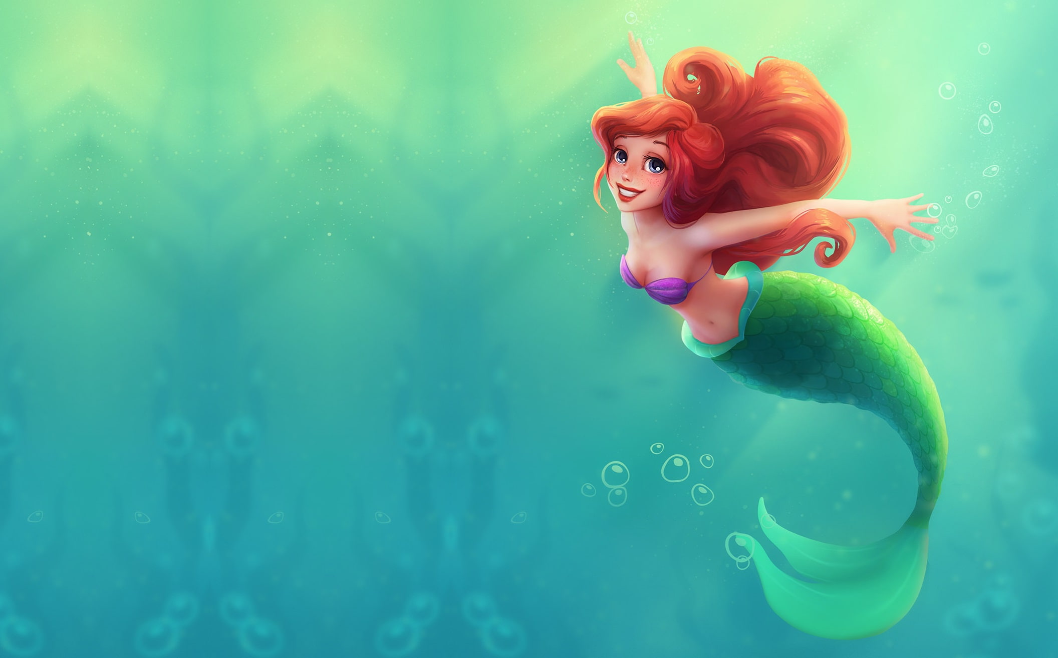 The Little Mermaid, Ariel (The Little Mermaid), Blue Eyes, Red Hair