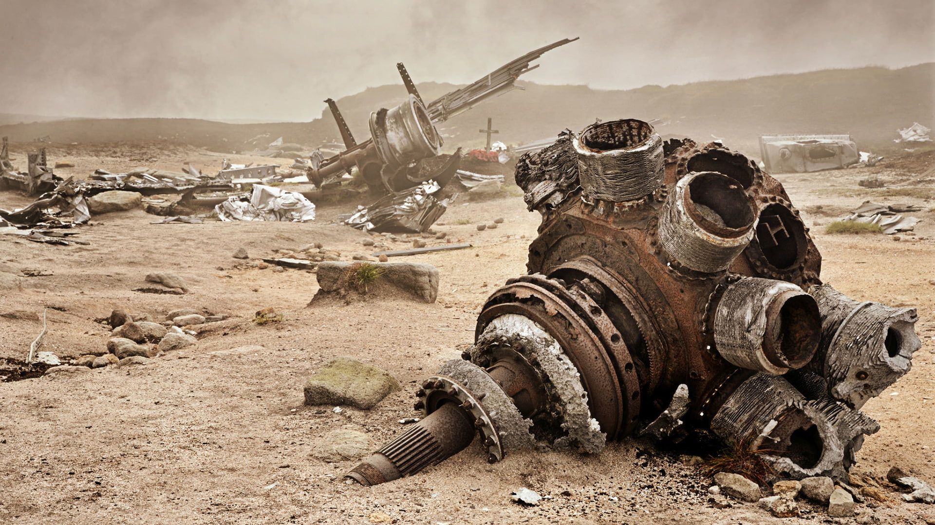 wreck, airplane, engine, desert, photography, England, Boeing RB-29 Superfortress