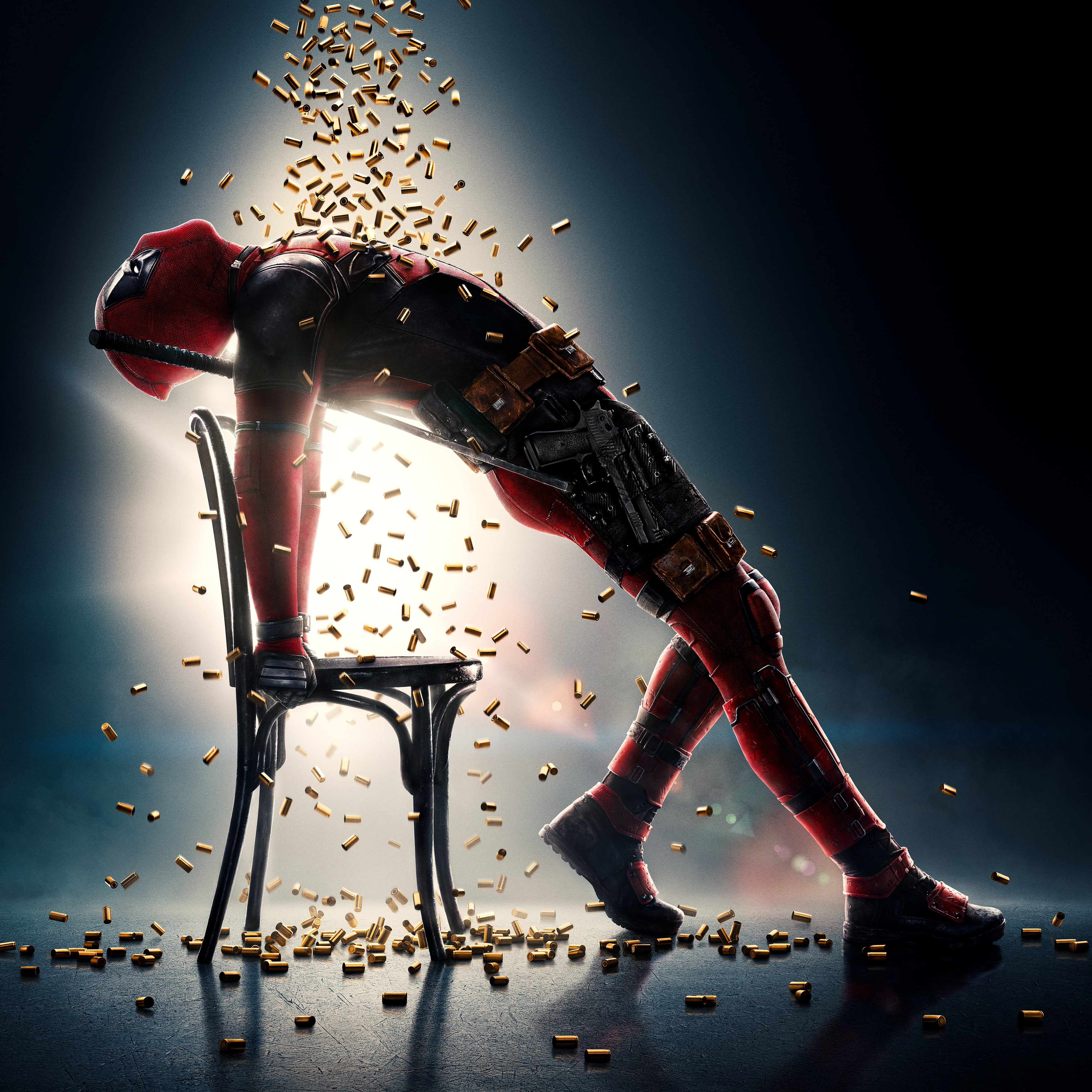 Marvel Deadpool 2 digital wallpaper, shell casing, chair, superhero