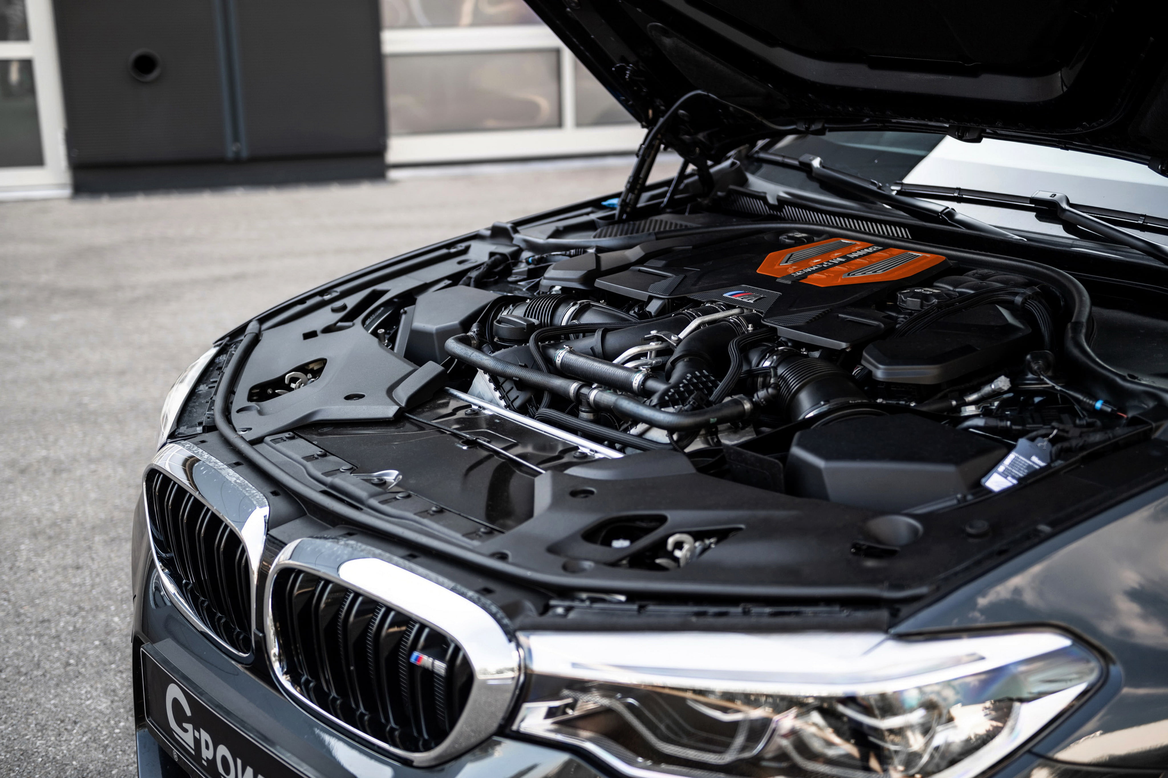 engine, BMW, sedan, G-Power, 2018, BMW M5, four-door, F90, dark gray