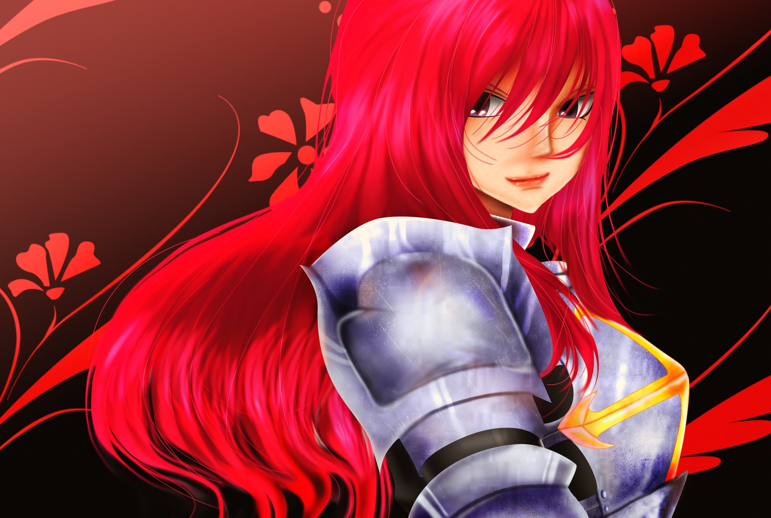 red, armor, red hair, anime, redhead, manga, Fairy Tail, Erza