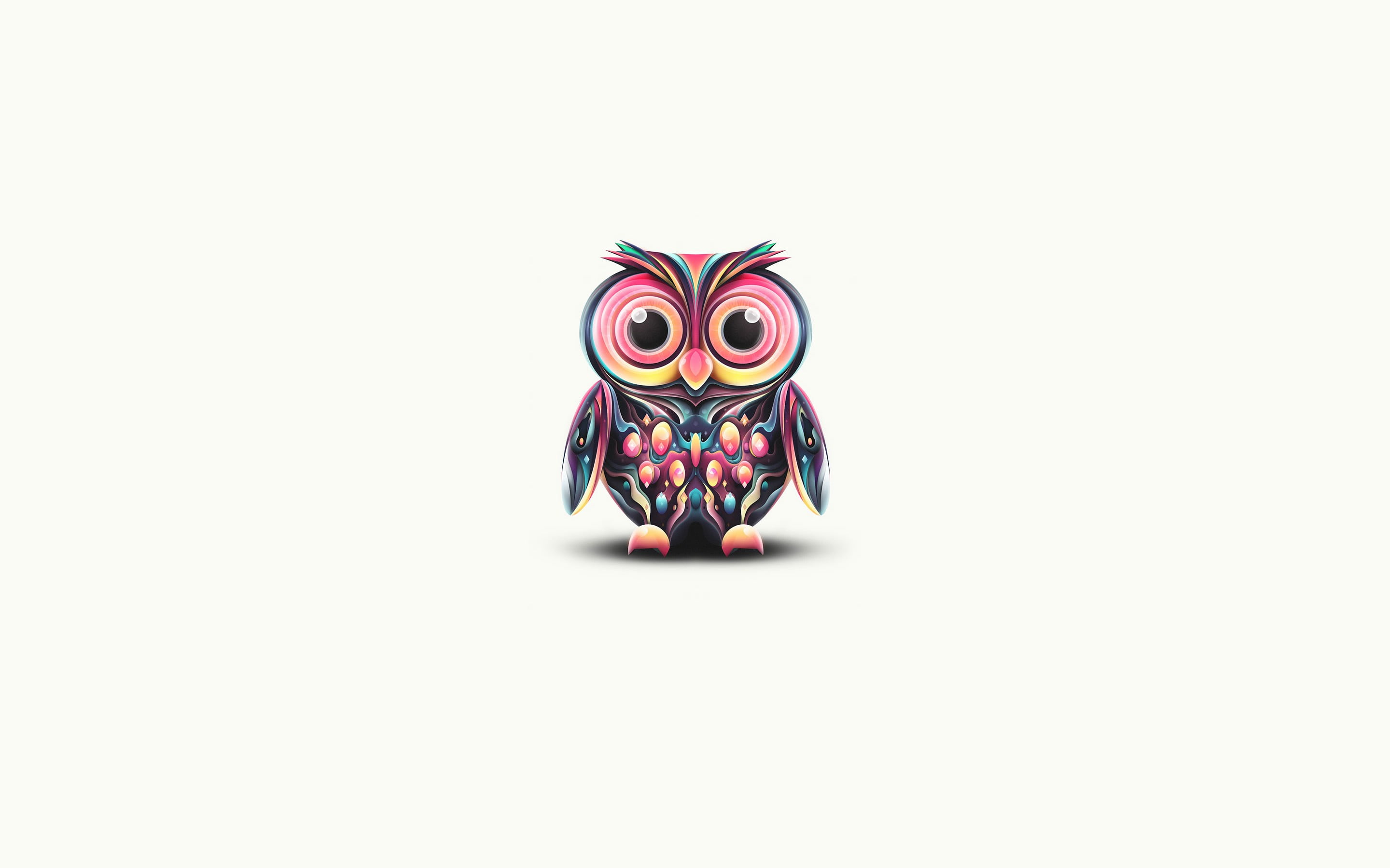 black and pink owl digital wallpaper, animals, digital art, creativity