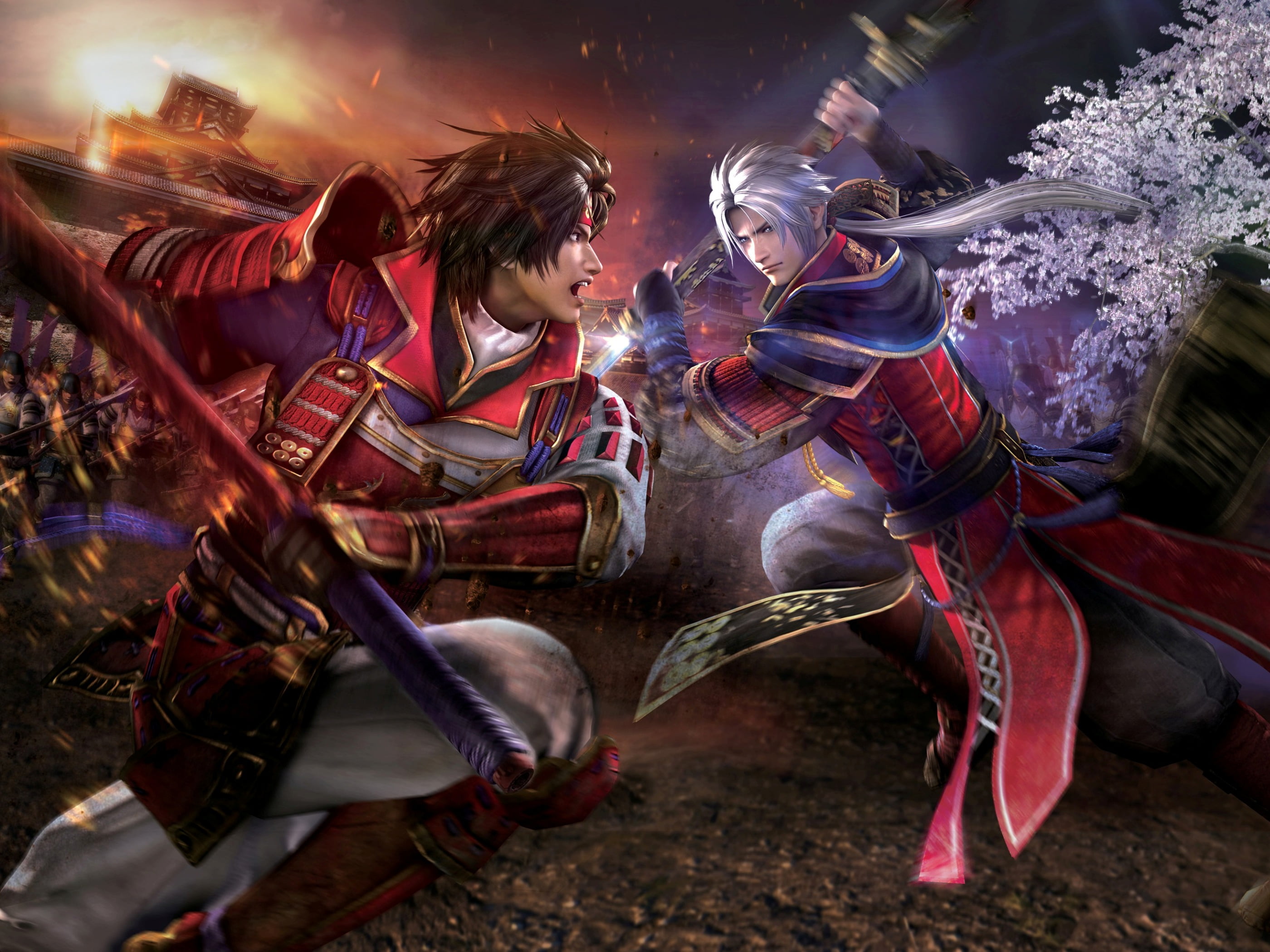 Samurai Warriors 4 Game 2014, two male anime characters digital wallpaper