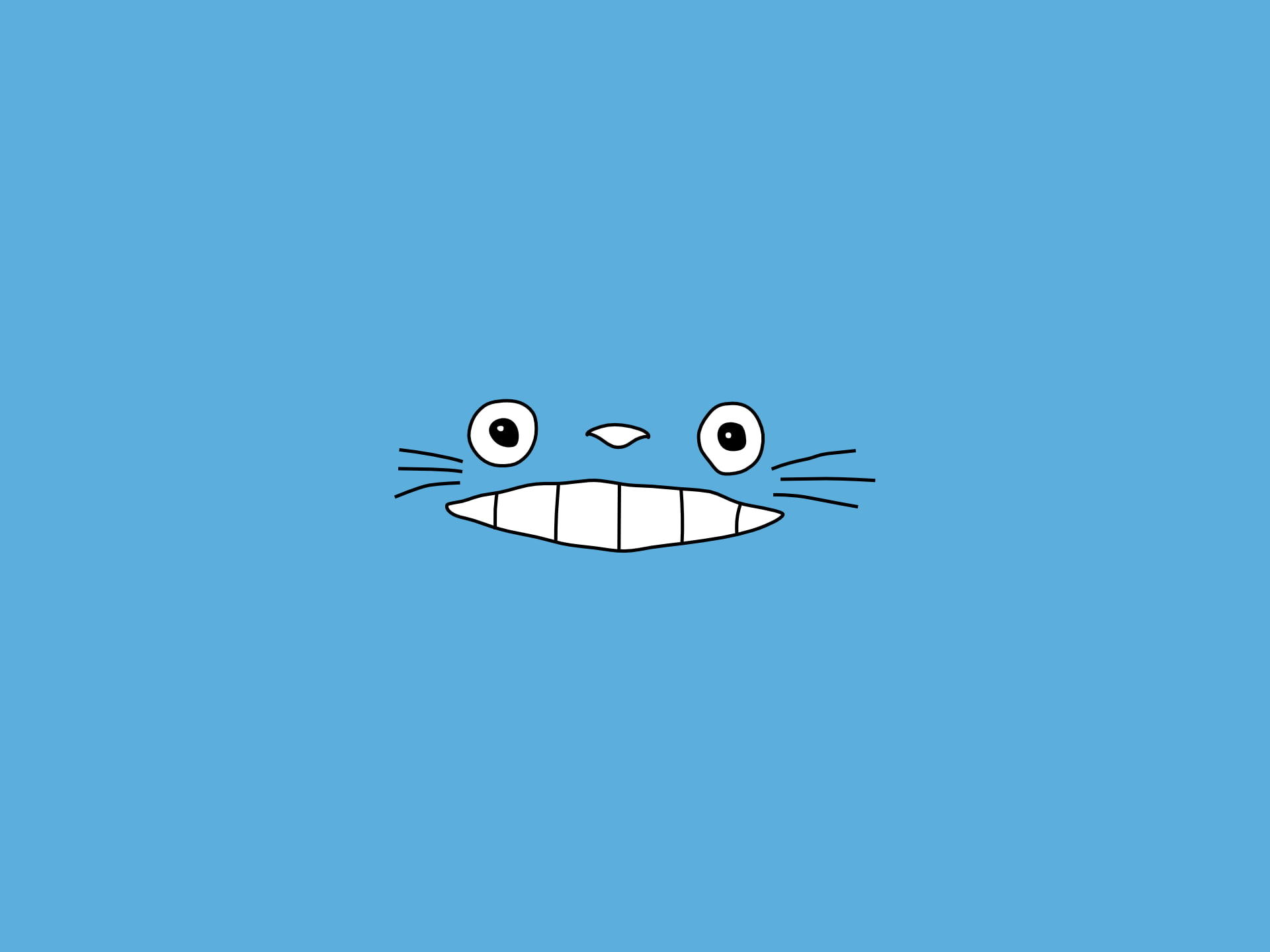 Totoro, My Neighbor Totoro, blue, face, drawing, minimalism