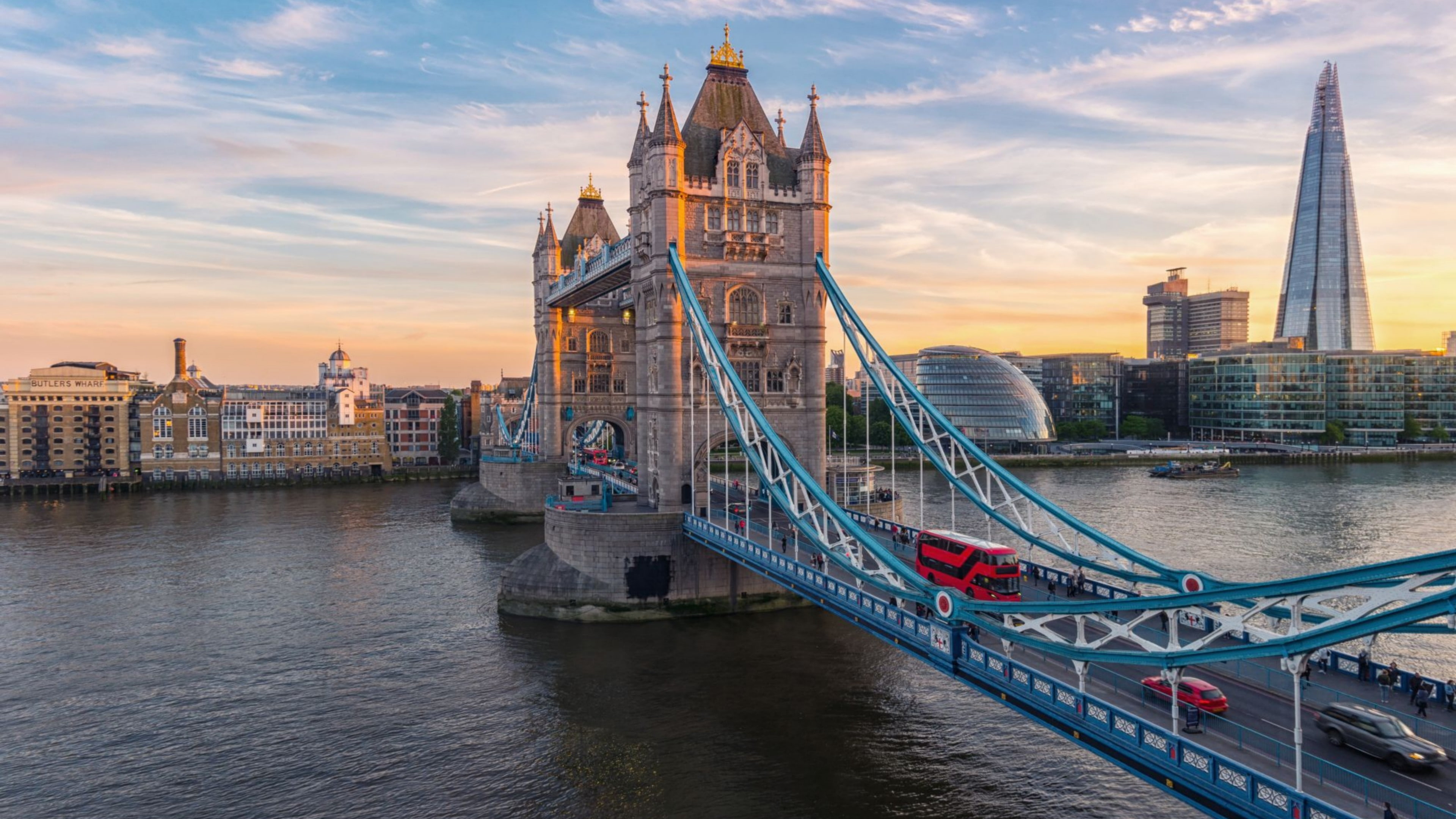bridge, landmark, waterway, tower bridge, london, cityscape