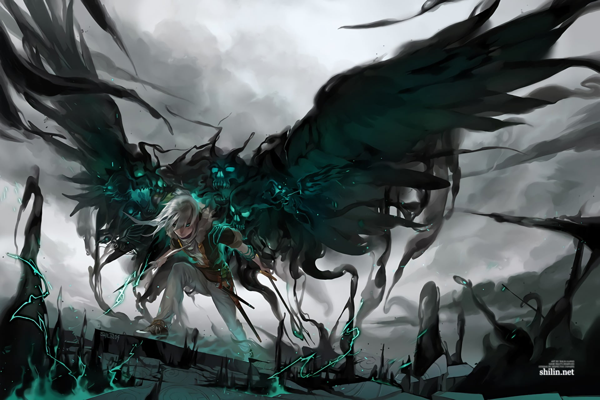game wallpaper, wings, angel, demon, no people, art and craft