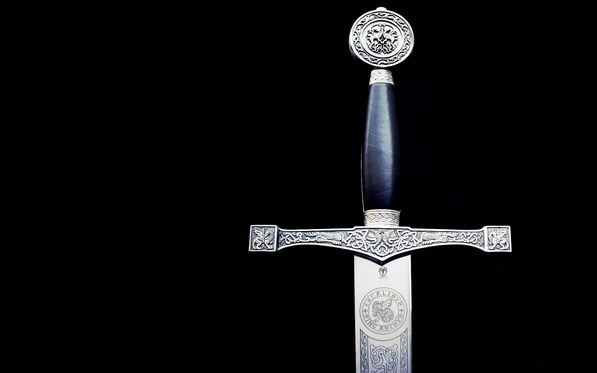 sword, Excalibur, black background