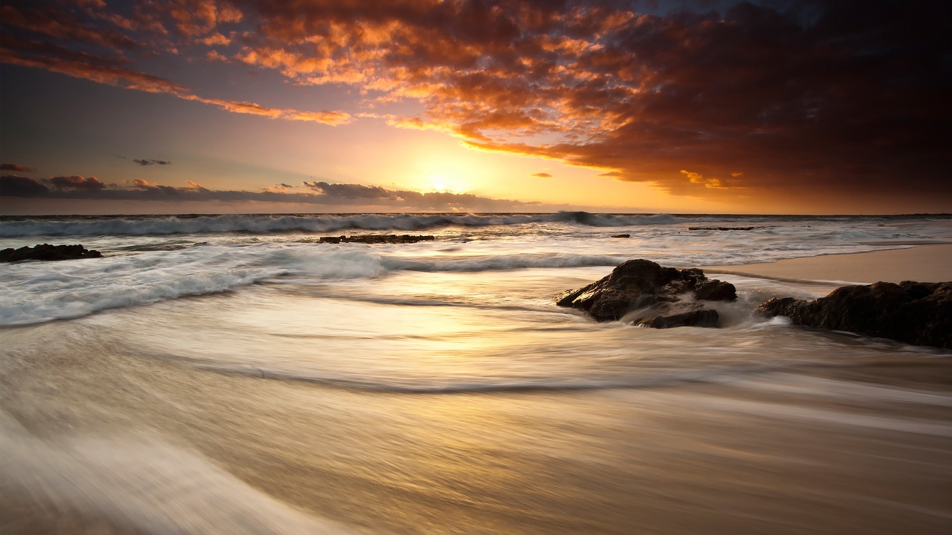 Beach Ocean Sunset Timelapse HD, nature