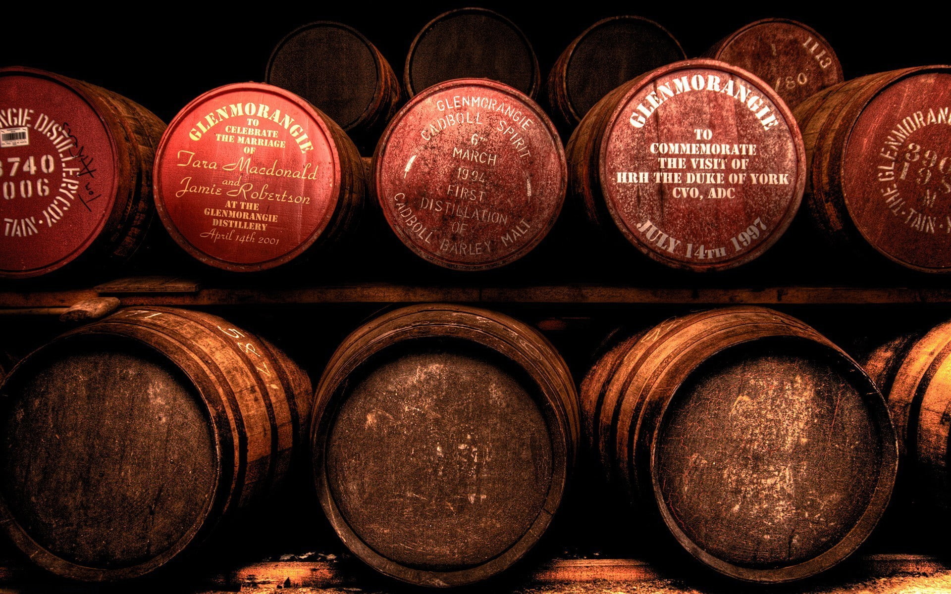 barrels, wood, brown, whiskey, Scotland, Glenmorangie, alcohol