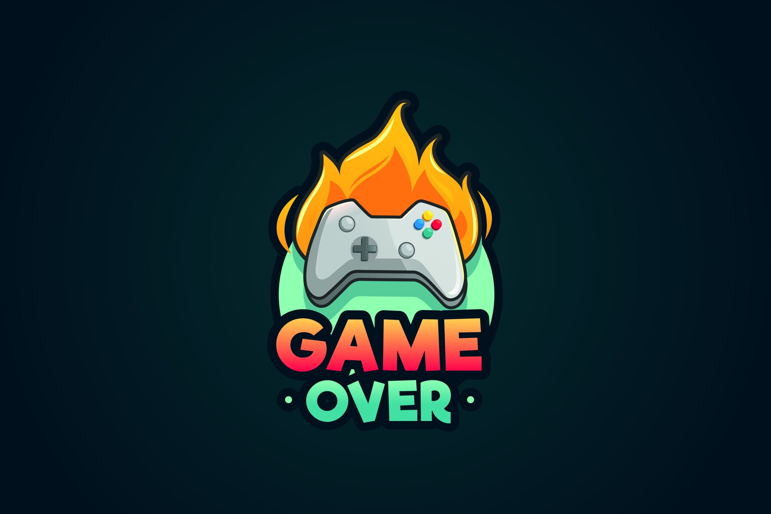 GAME OVER, minimalism, controllers, simple background, video games