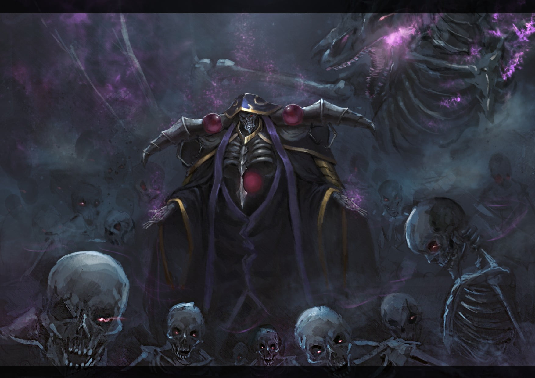 skeleton digital wallpaper, Ainz Ooal Gown, Overlord (anime)