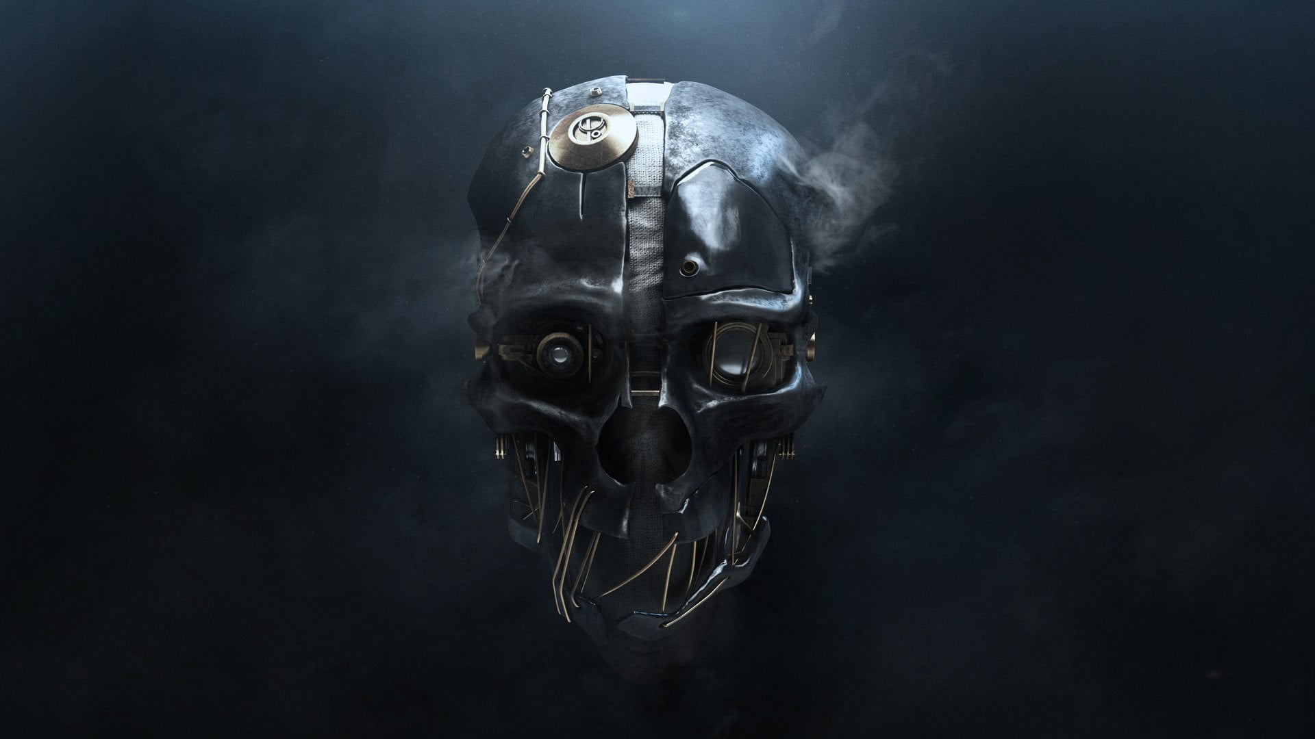 gray skull illustration, digital art, simple background, 3D, metal