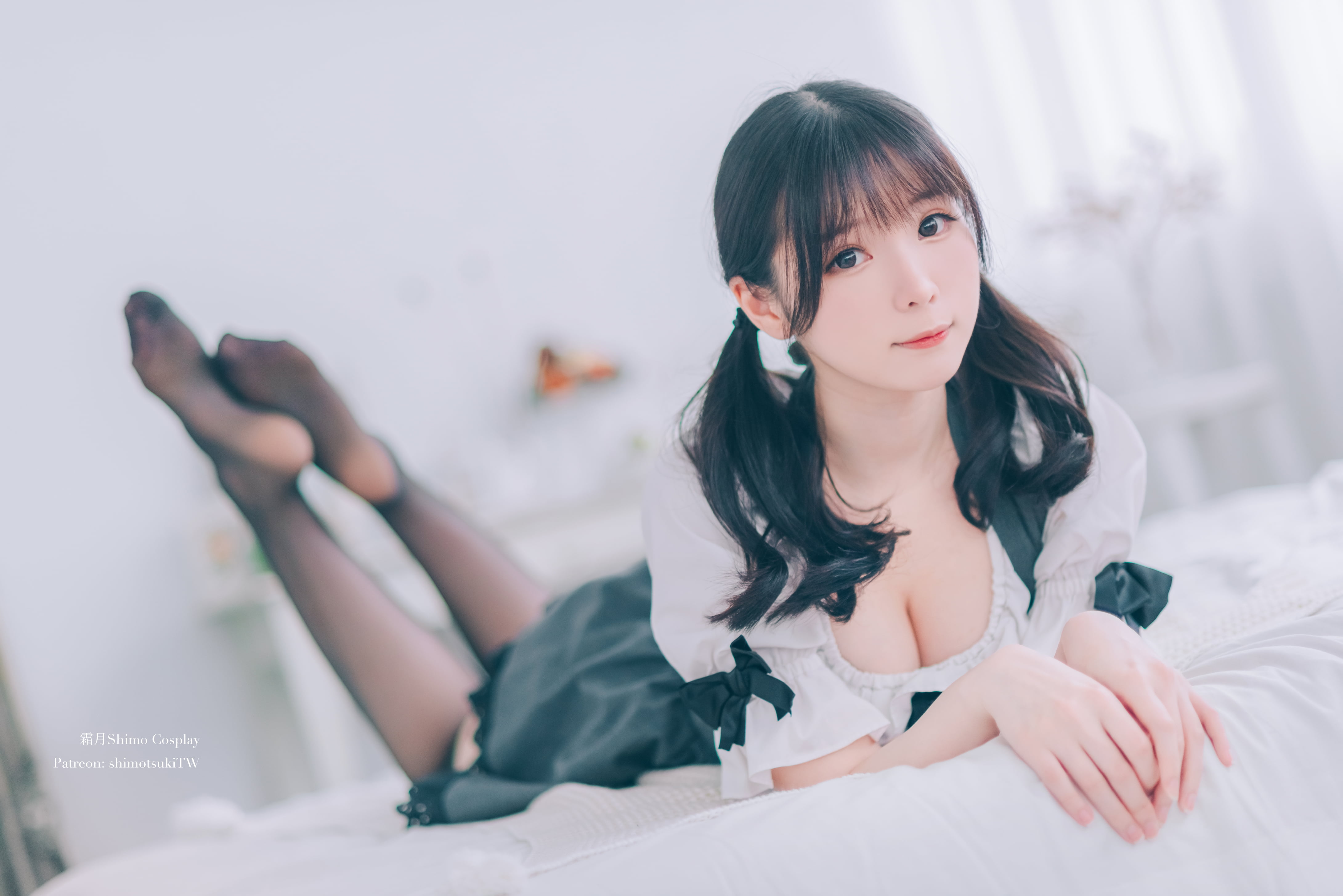 Shimo Cosplay, women, model, Asian, twintails, dress, stockings
